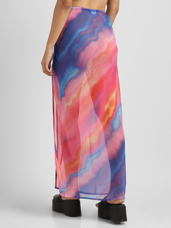 Women Printed Maxi Skirt With Front Slit