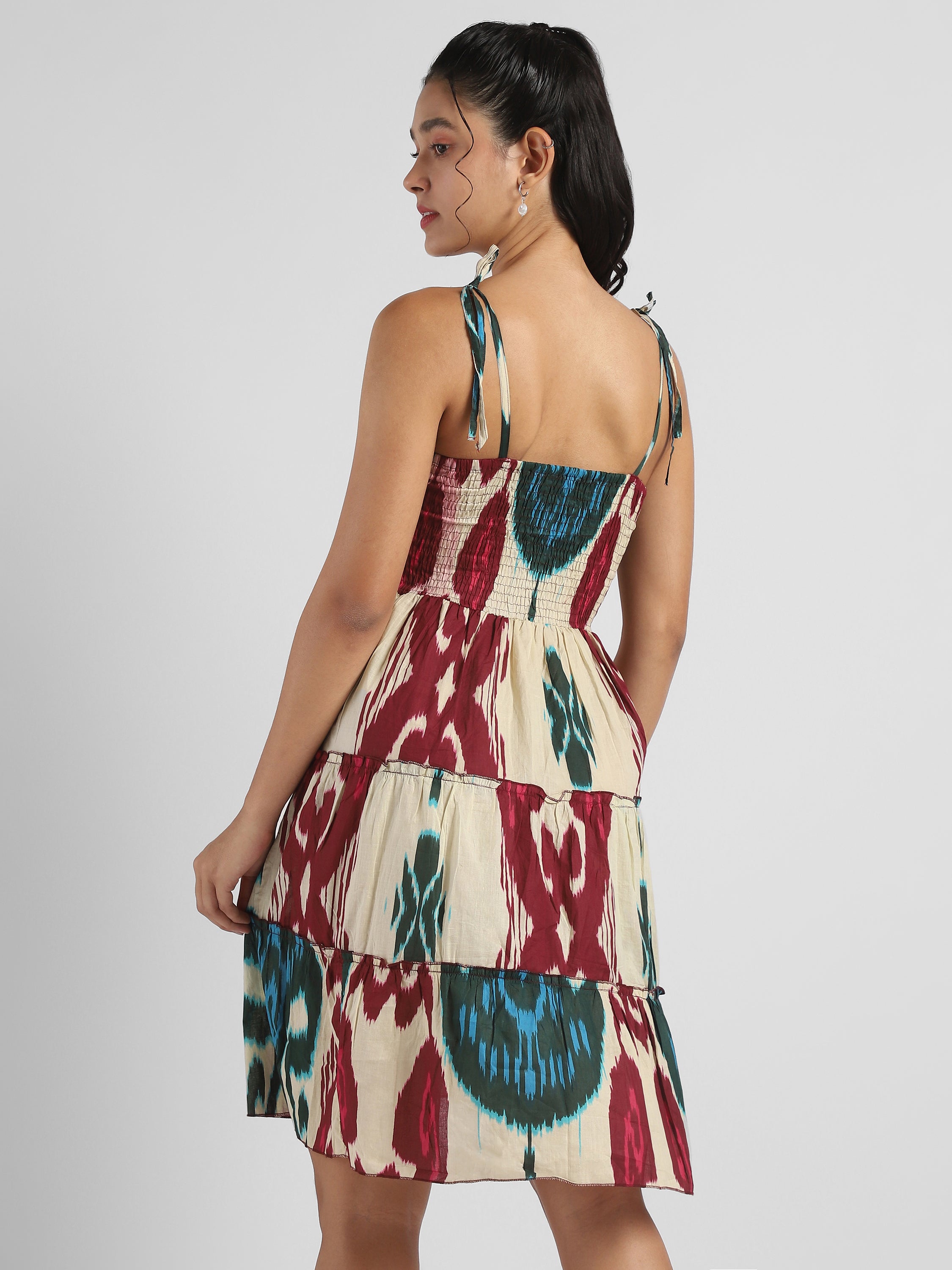 Women Ikat Printed tier dress
