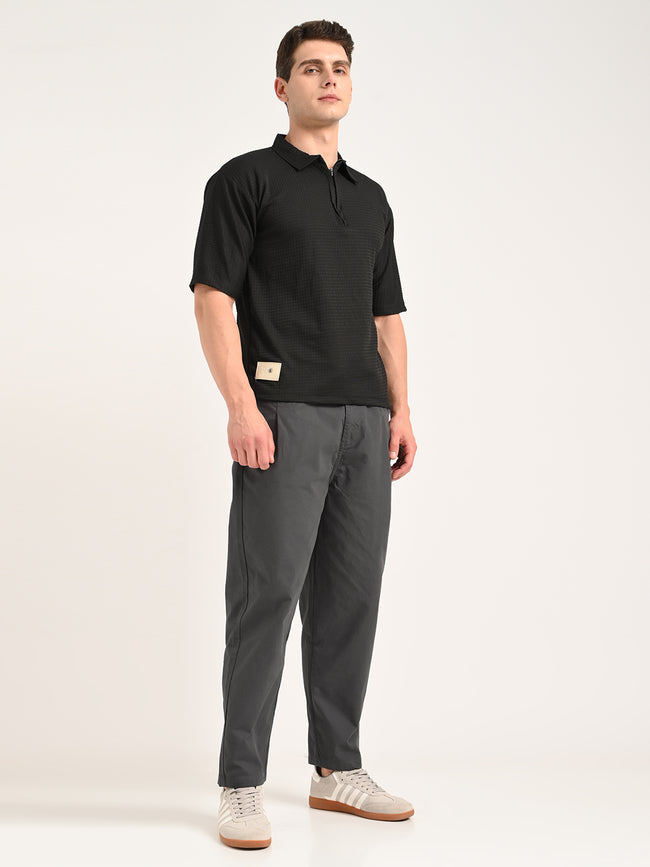 Men Relaxed Cotton Trousers with Drawcord