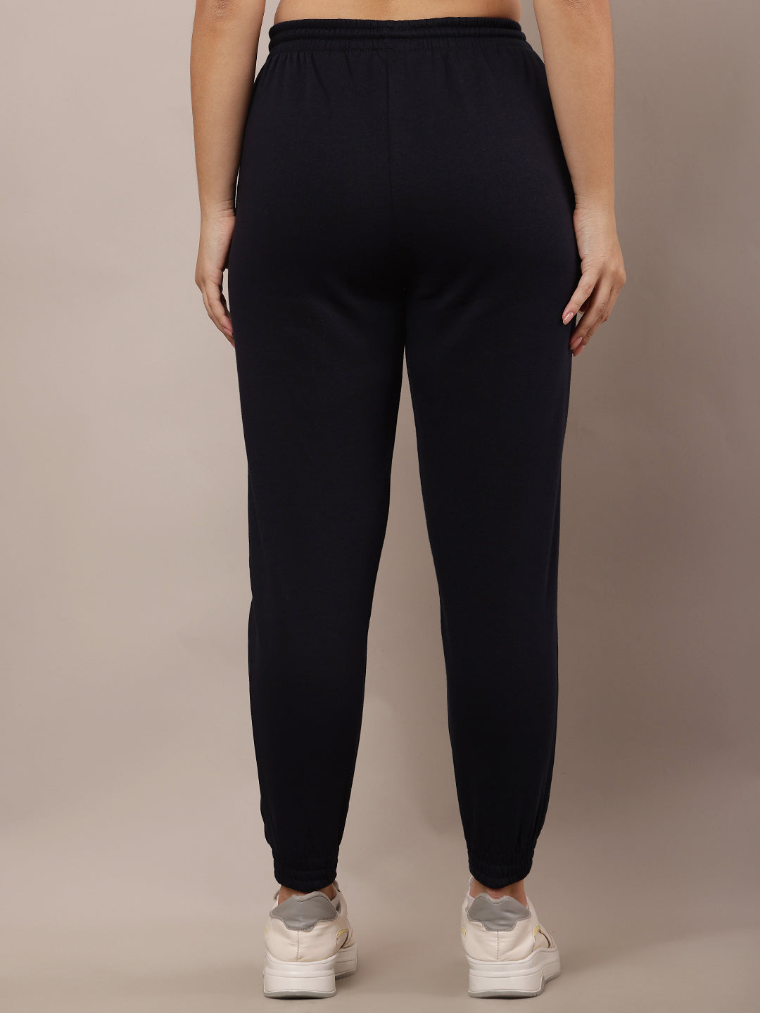 Women Dark Blue Elastic Waist Cotton Jogger