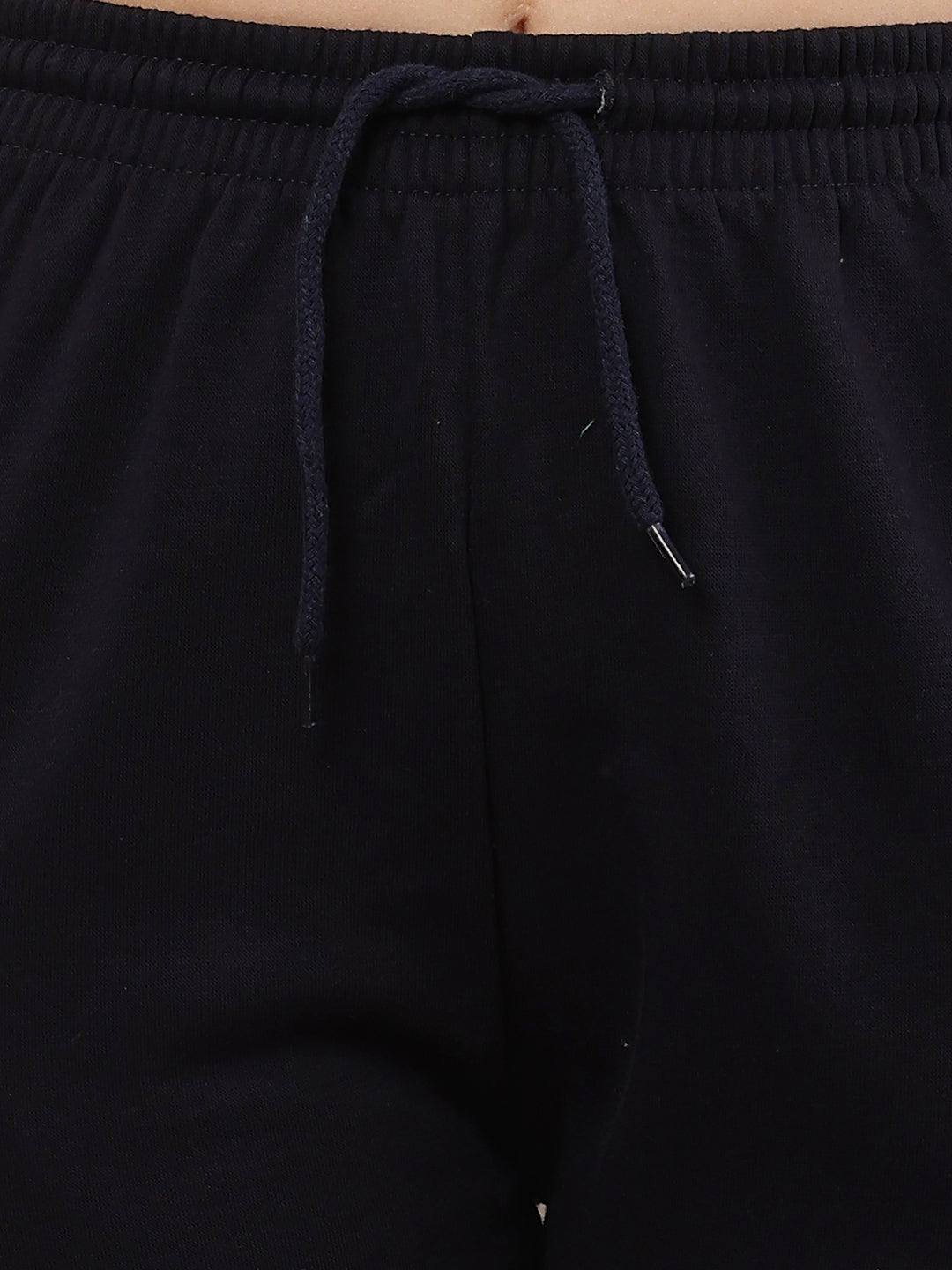 Women Dark Blue Elastic Waist Cotton Jogger