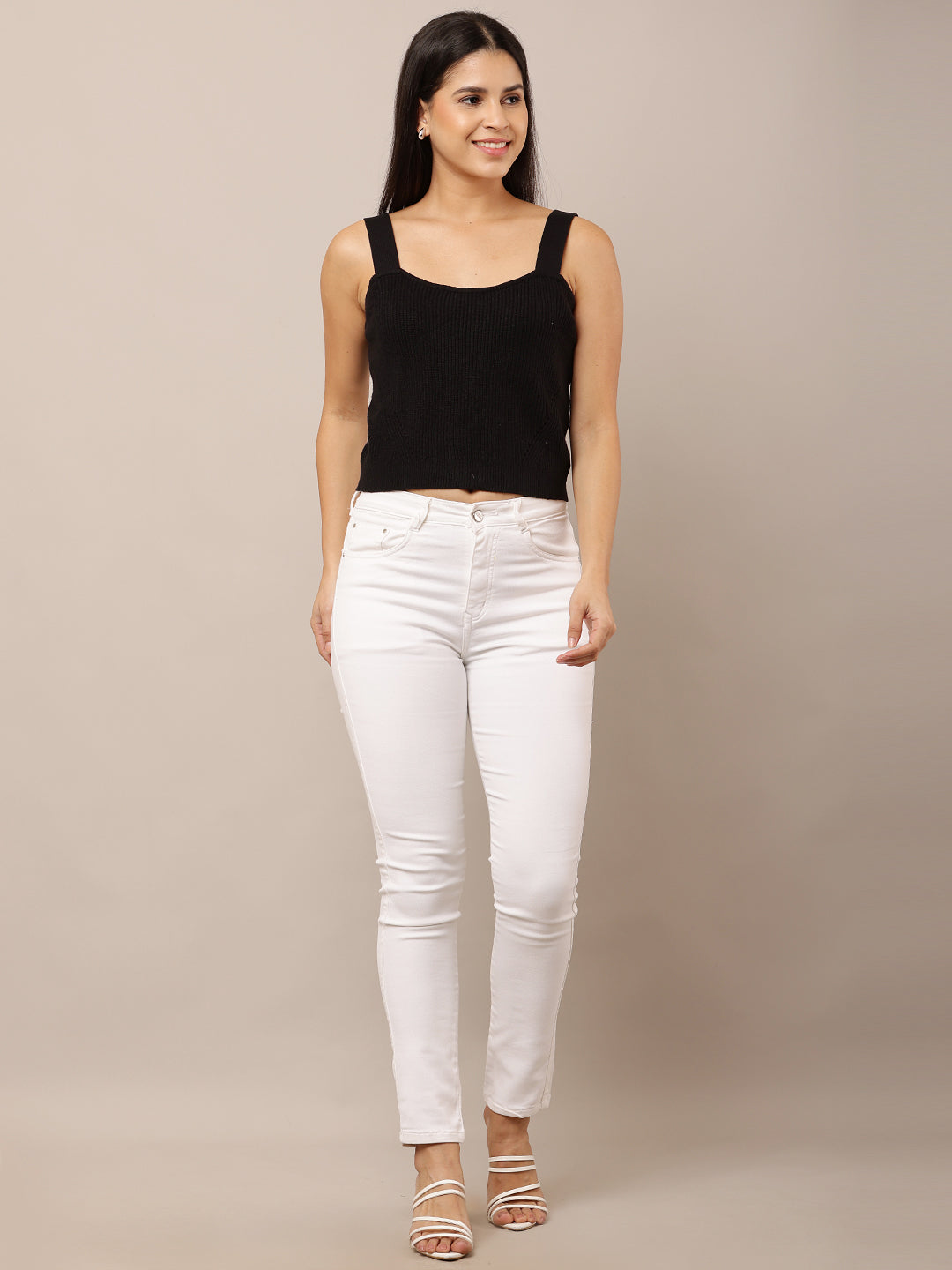 Women Sleeveless Ribbed Red Tank Top