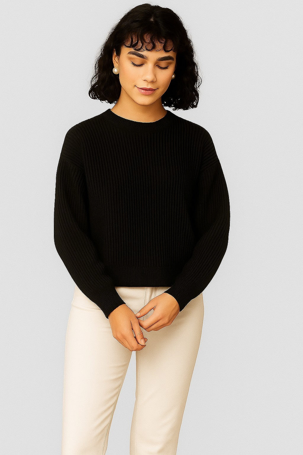 Women Black Full Sleeve Sweater
