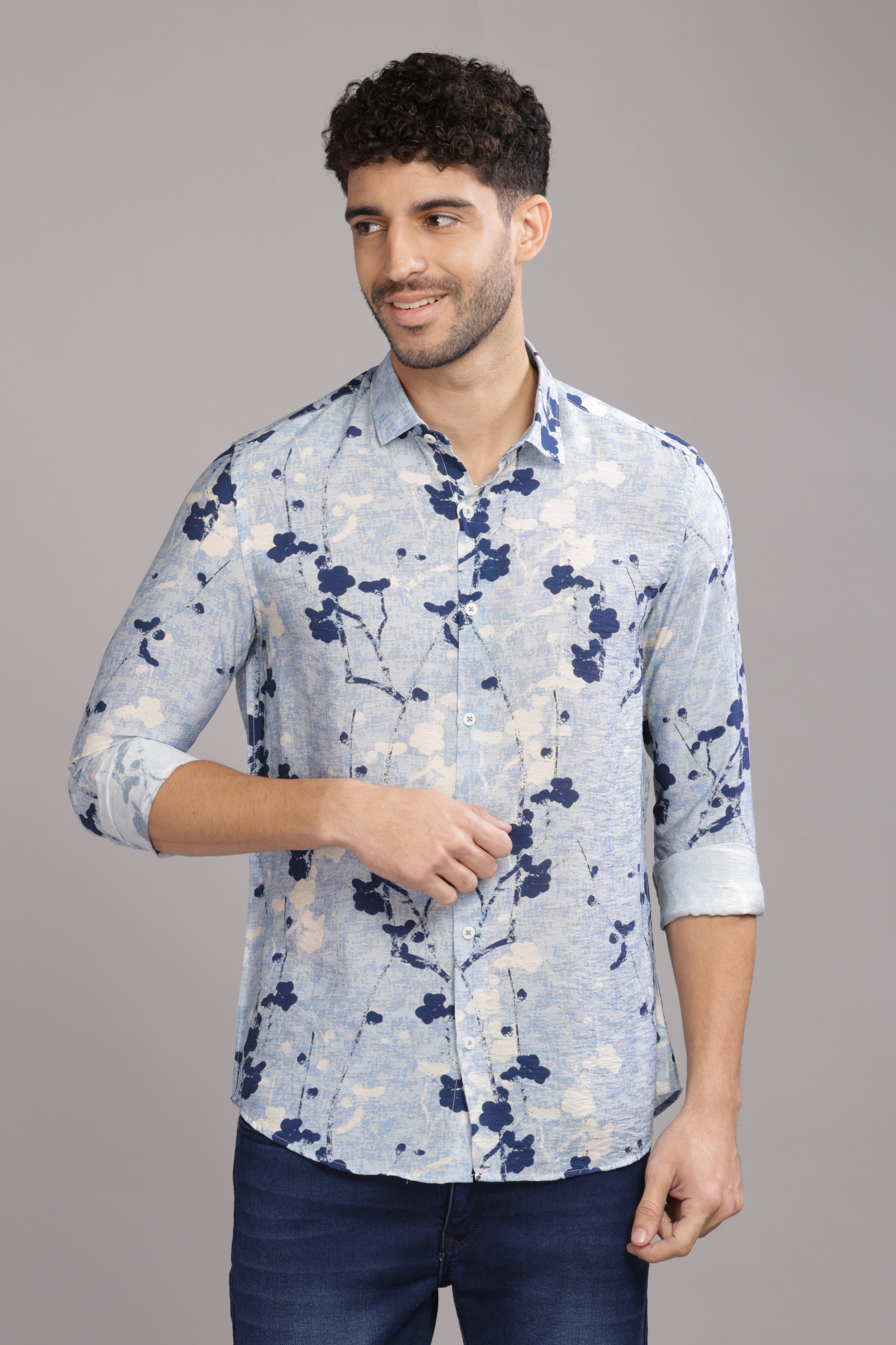 Men Light Blue Slim Fit Shirt