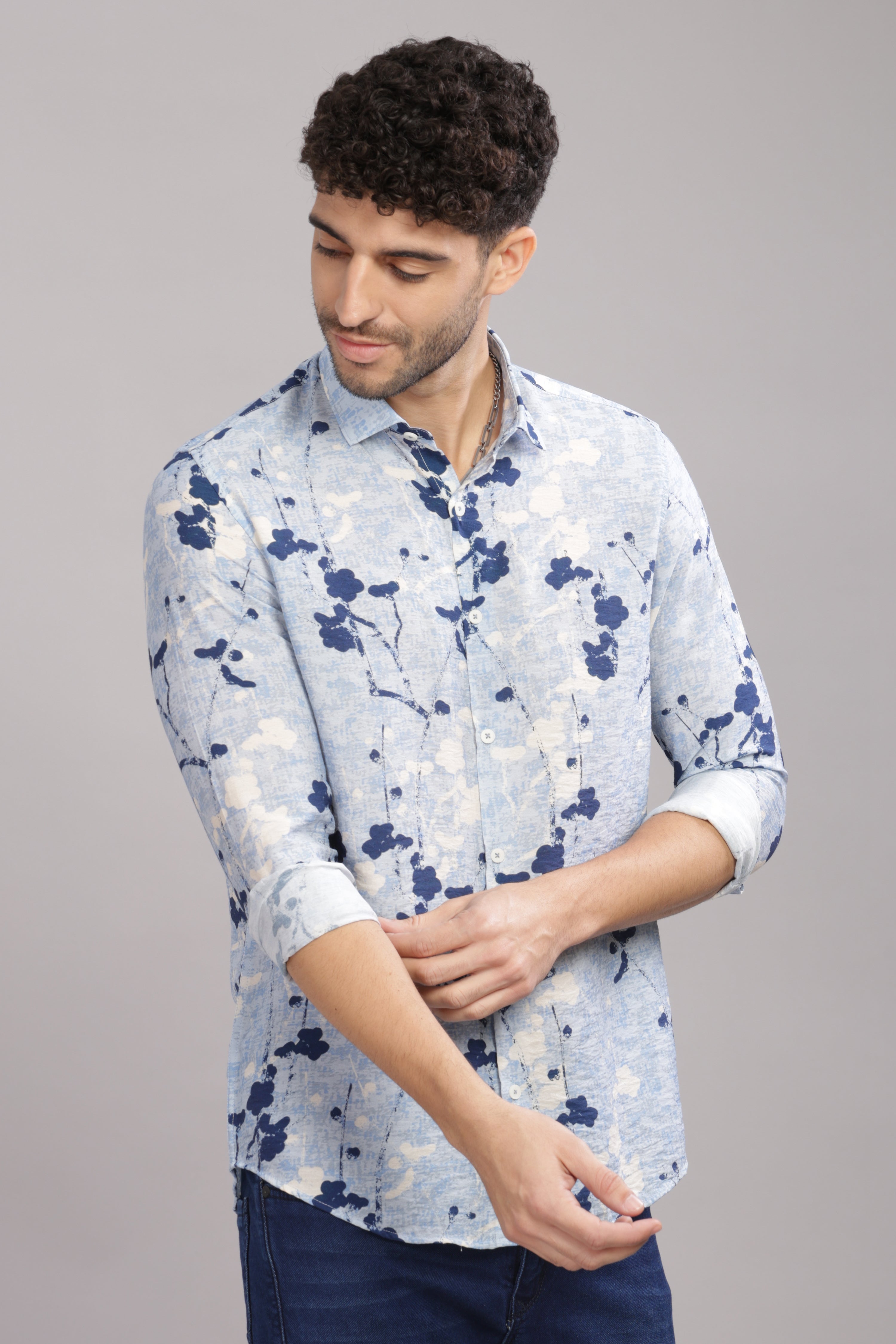 Men Light Blue Slim Fit Shirt