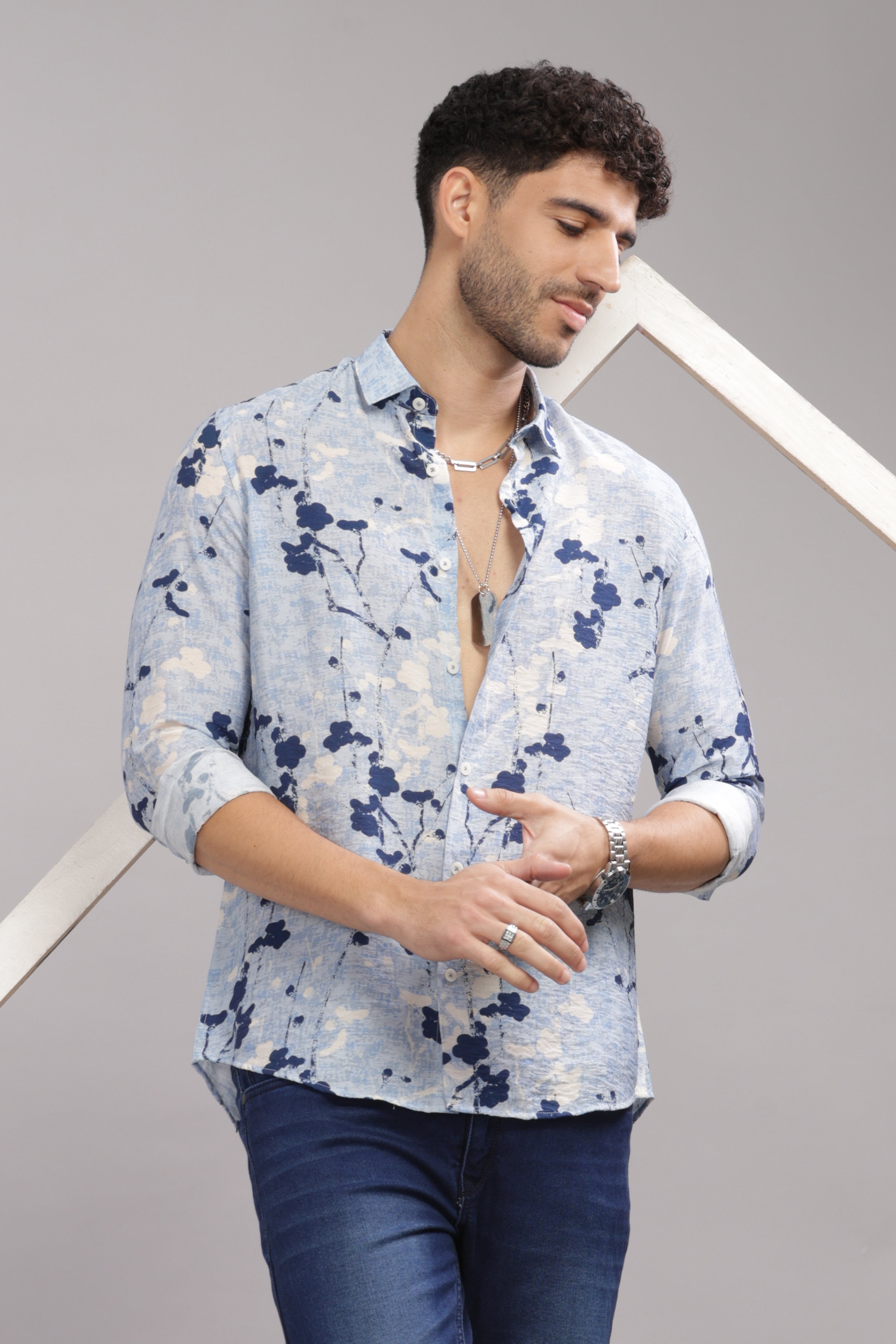 Men Light Blue Slim Fit Shirt