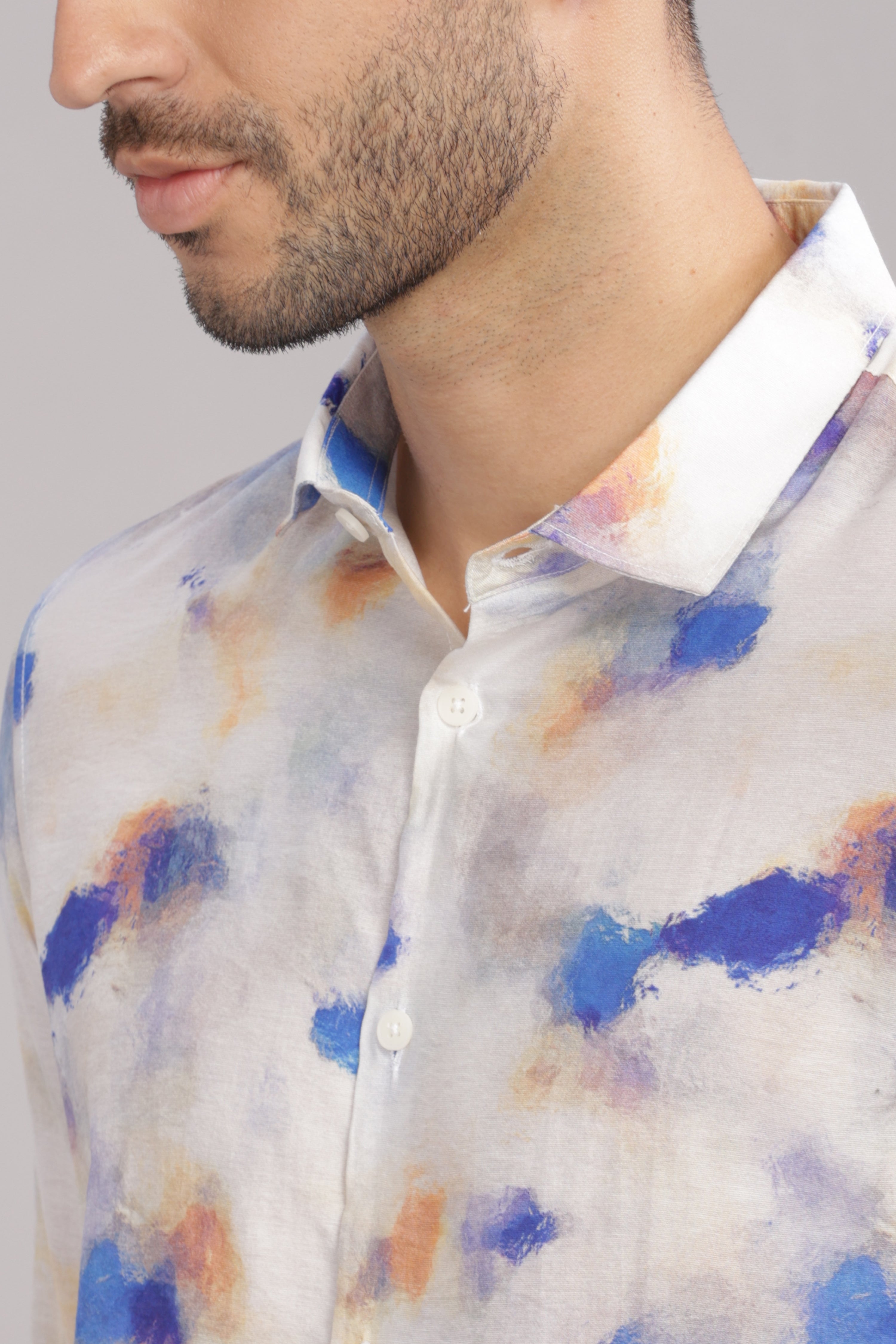 Men Off White Slim Fit Shirt