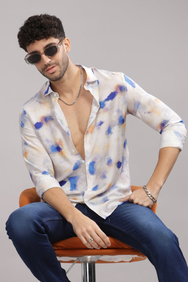 Men Off White Slim Fit Shirt