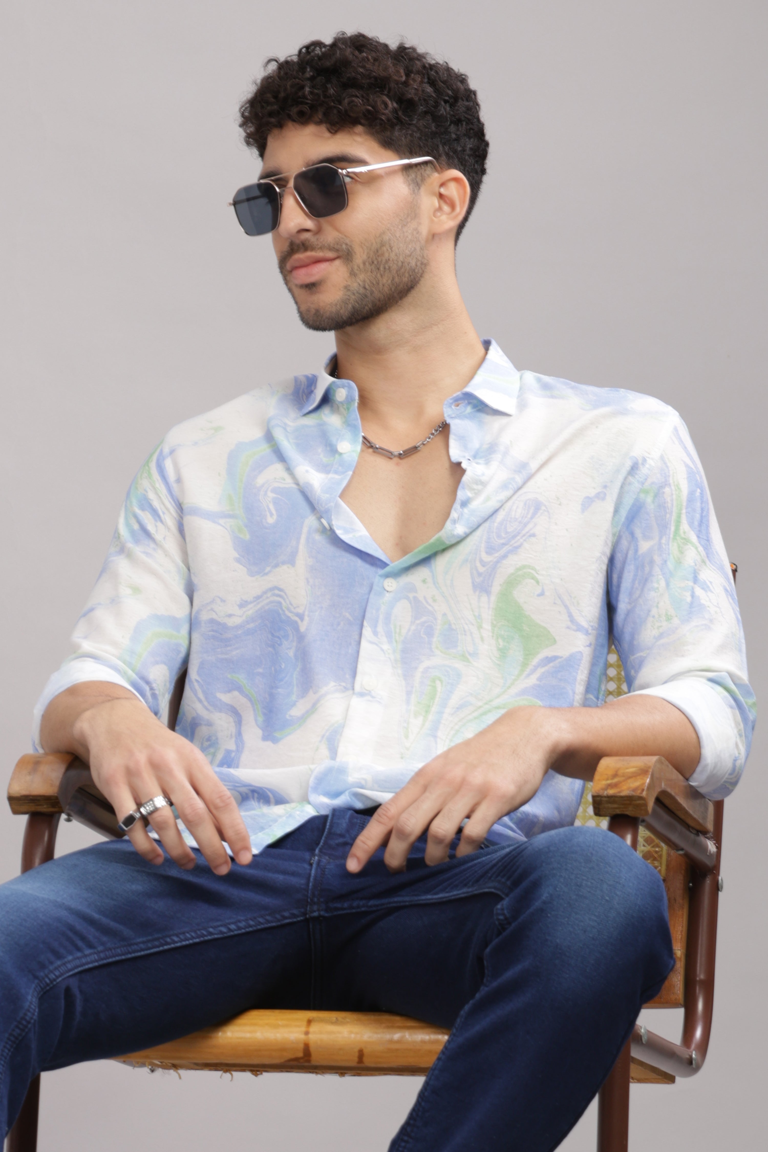 Men Dark Blue Slim Fit Shirt