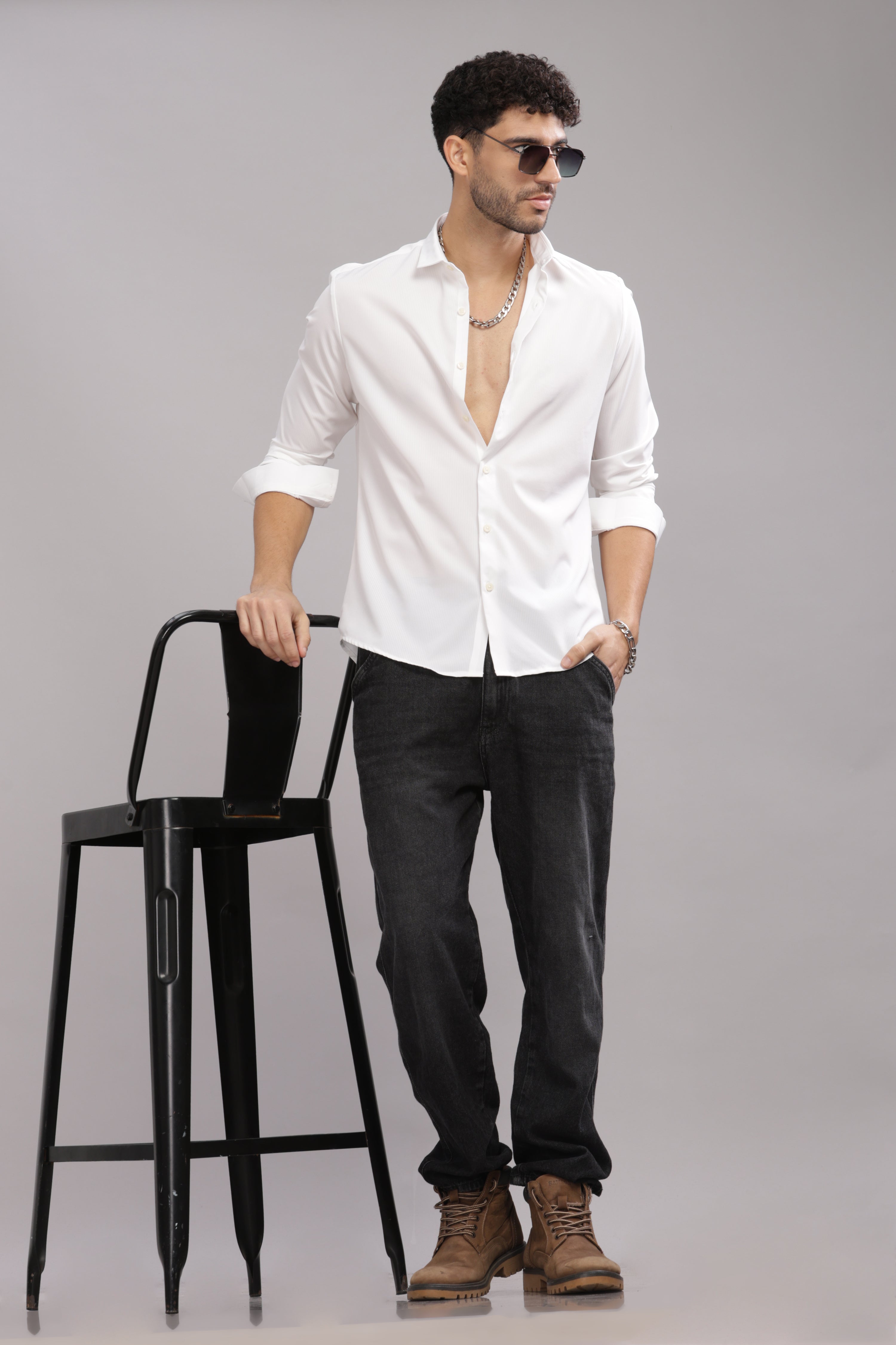 Men White Slim Fit Shirt