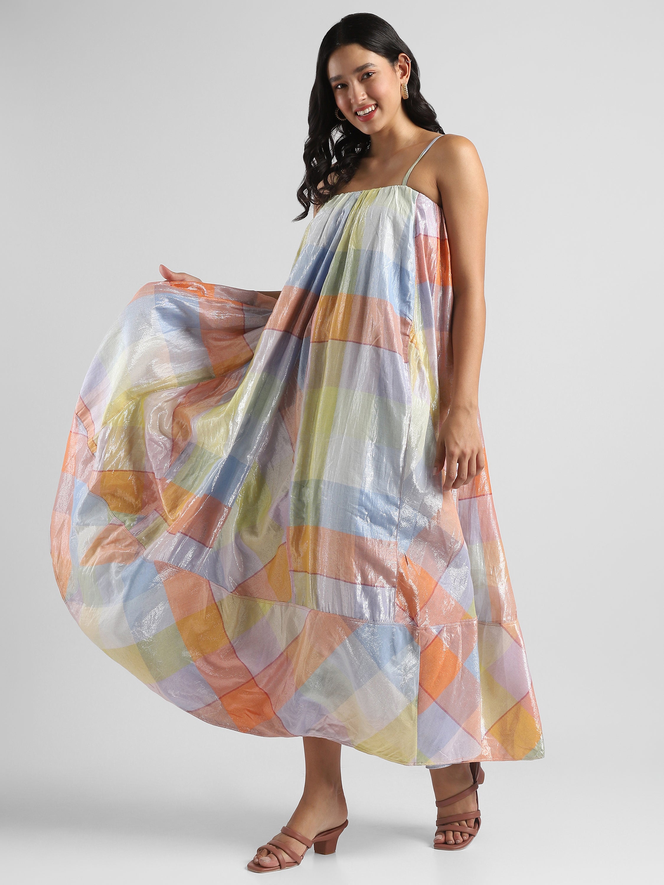 Women Multi Colored Shimmer Maxi Dress