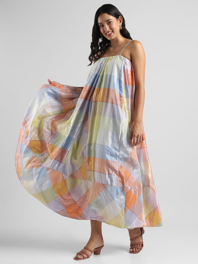 Women Multi Colored Shimmer Maxi Dress