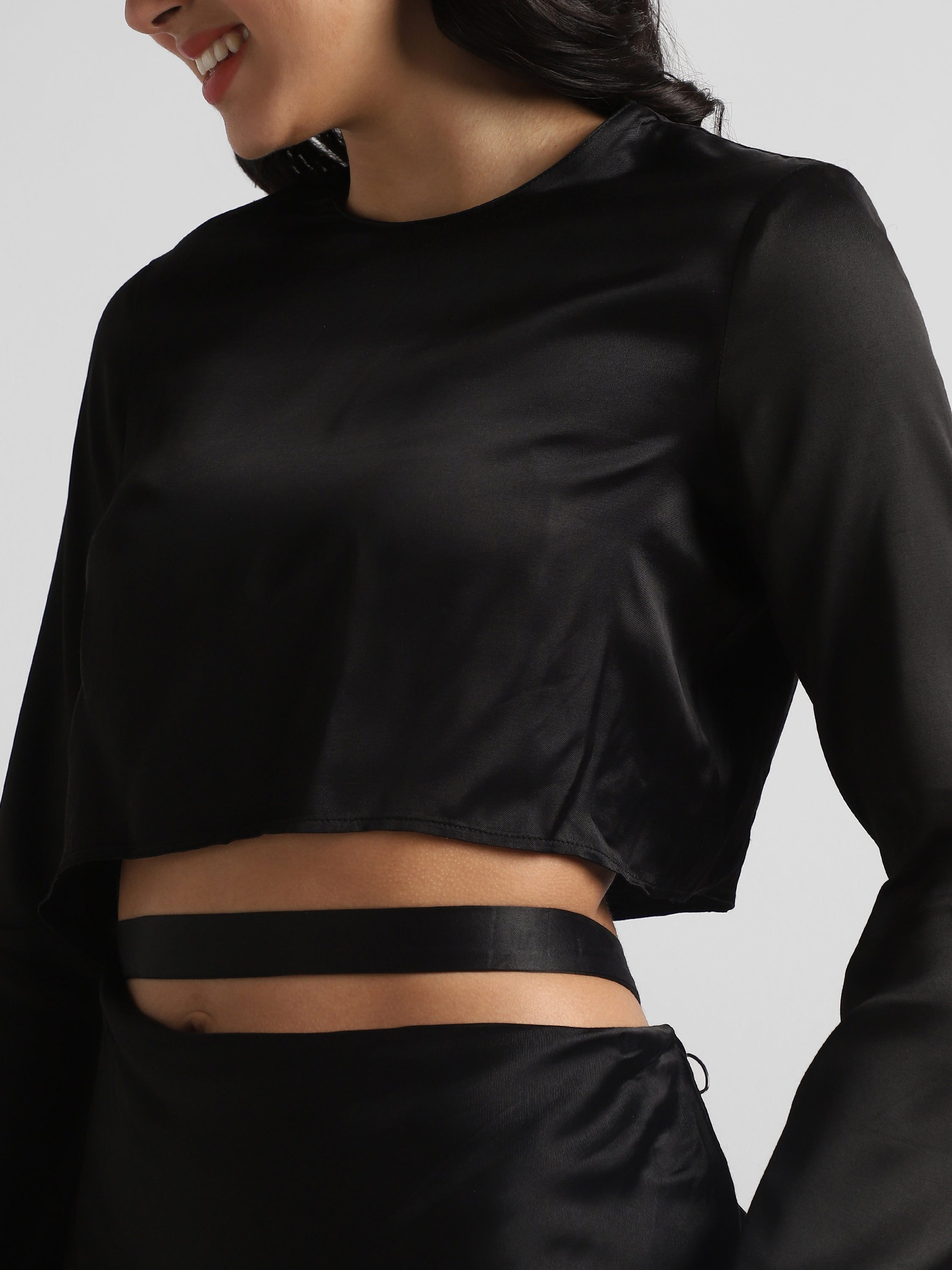 Women Black Maxi Dress with waist cut out