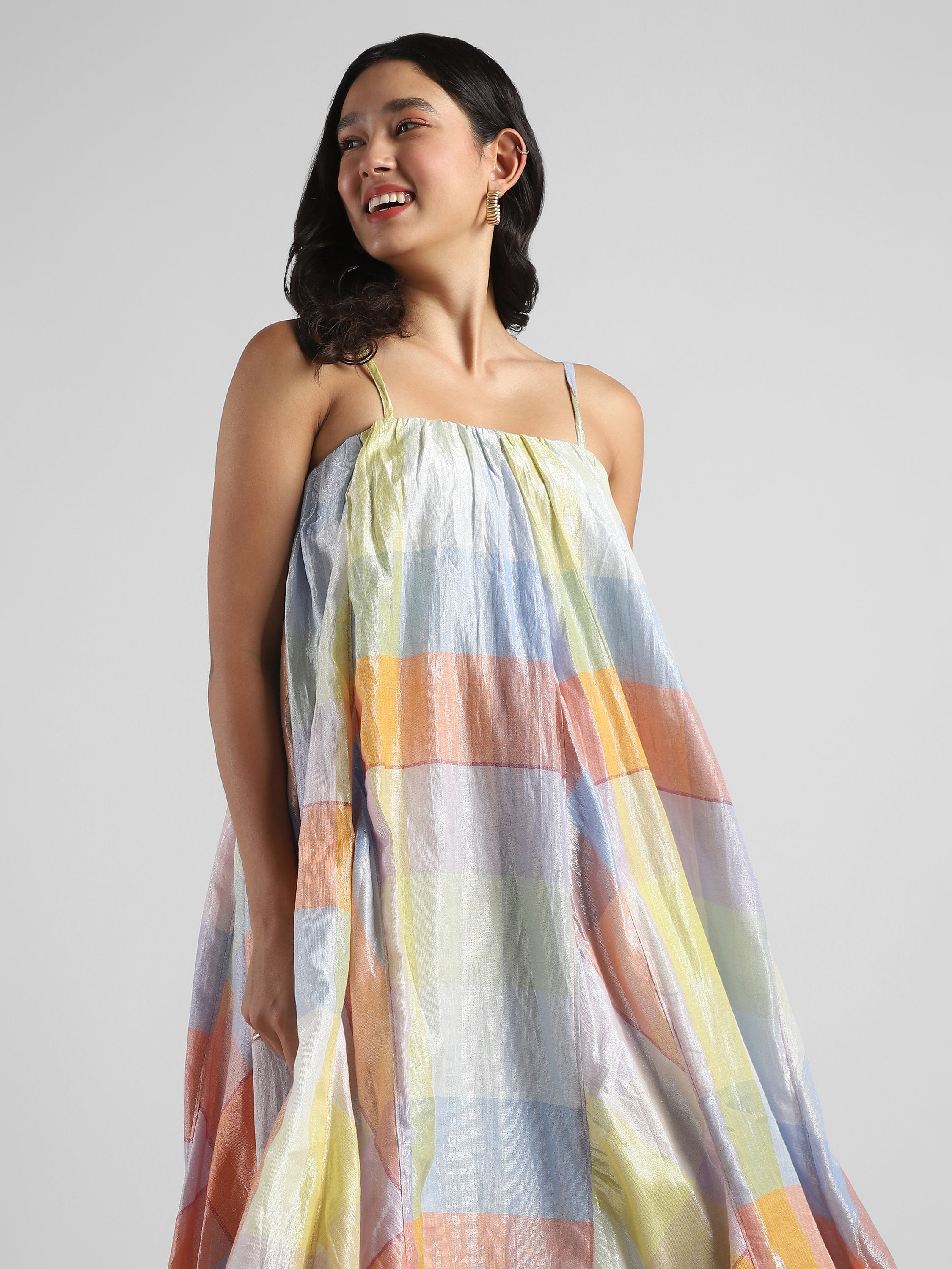 Women Multi Colored Shimmer Maxi Dress