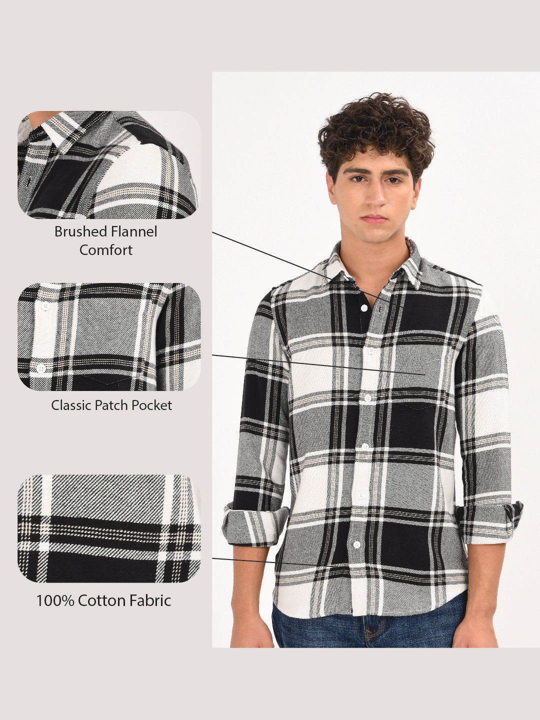Men Black Classic Checked Shirt