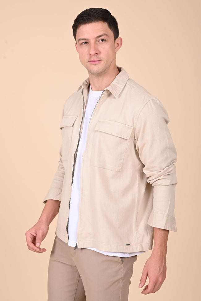 Men Winnie Zipper Jacket Beige Charm