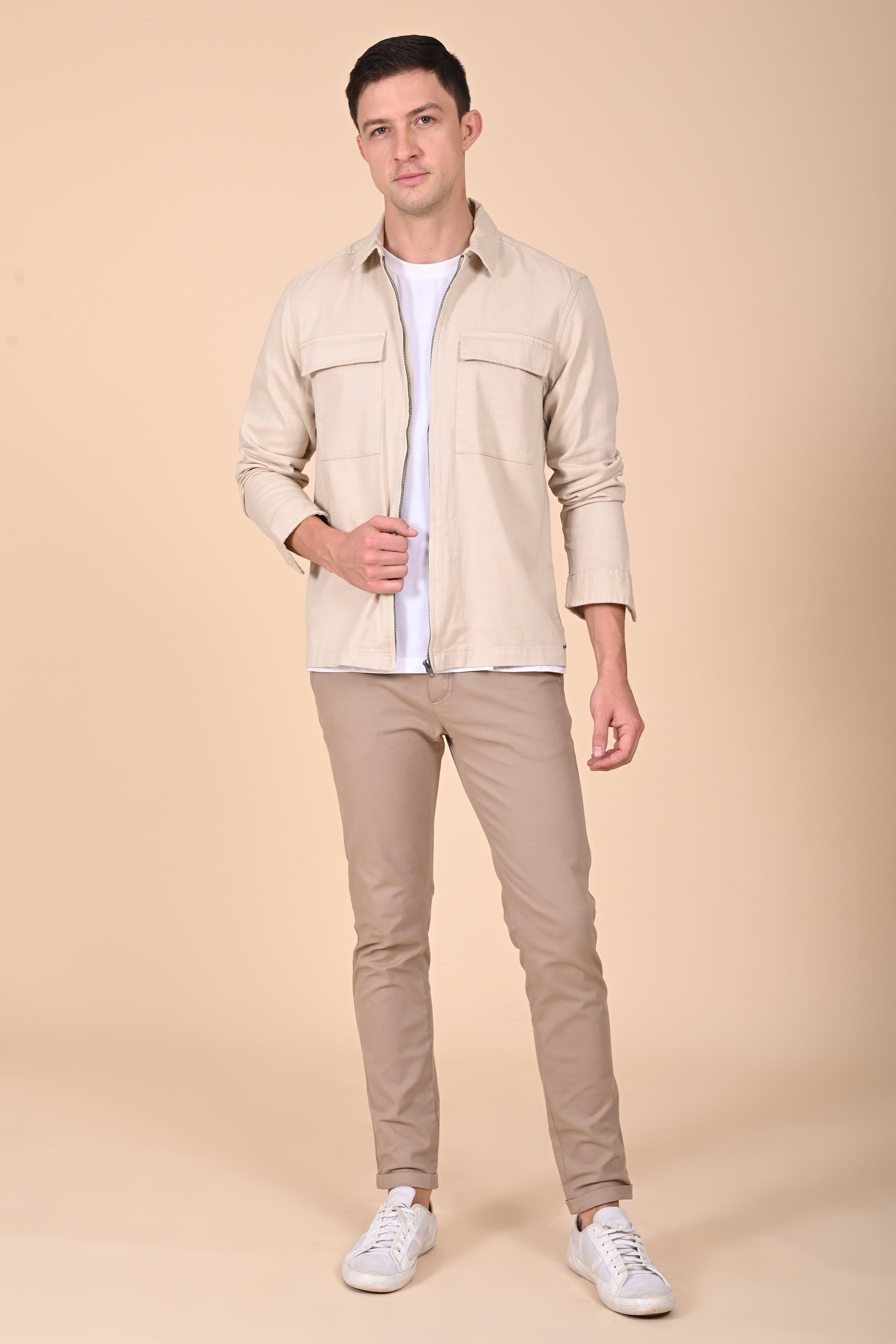 Men Winnie Zipper Jacket Beige Charm