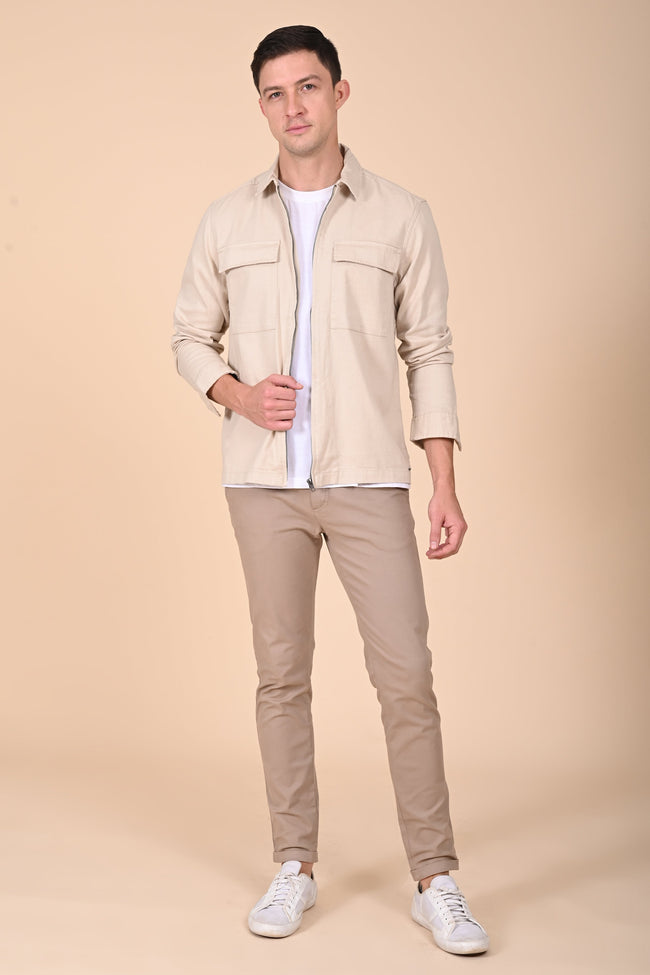 Men Winnie Zipper Jacket Beige Charm