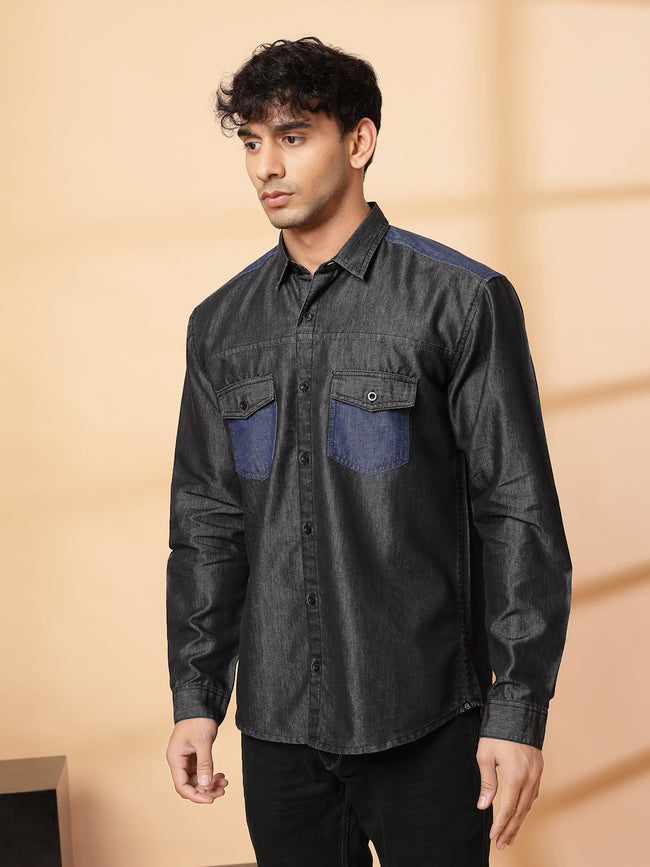 Men Classic Cutaway Denim Shirt