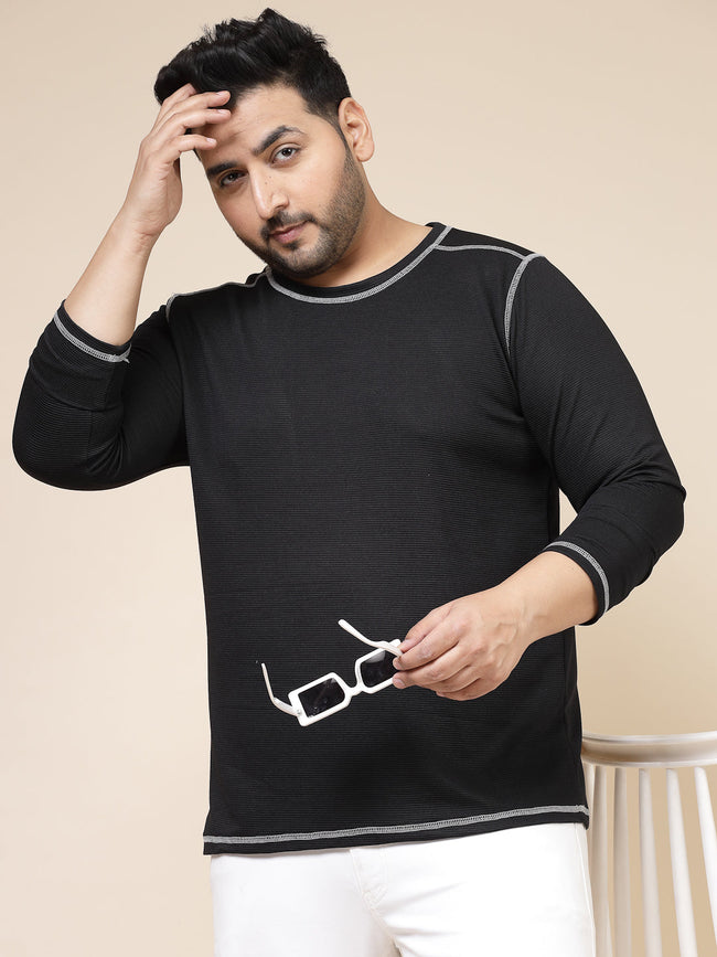 Men Contrast Stitch Corduroy T-Shirt