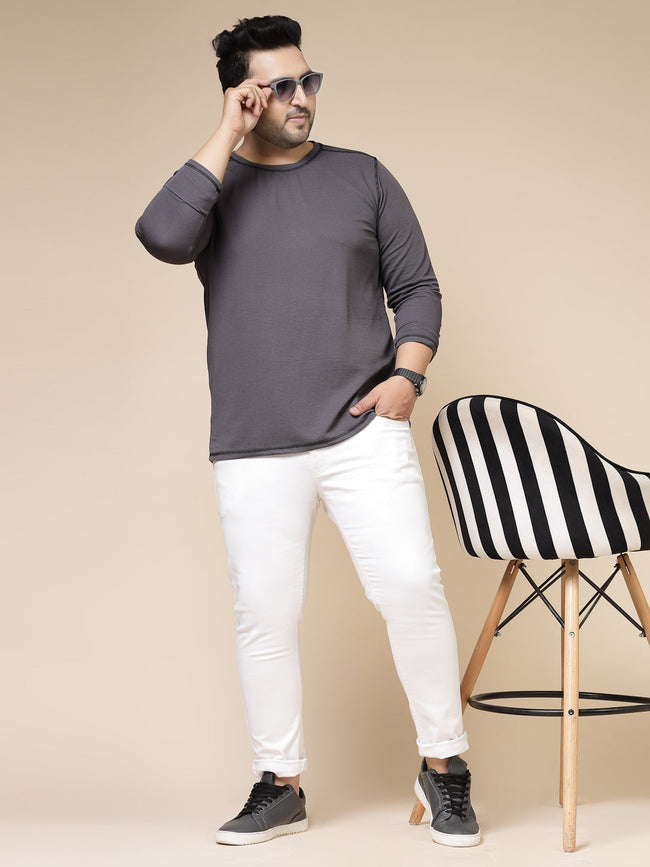 Men Contrast Stitch Corduroy T-Shirt