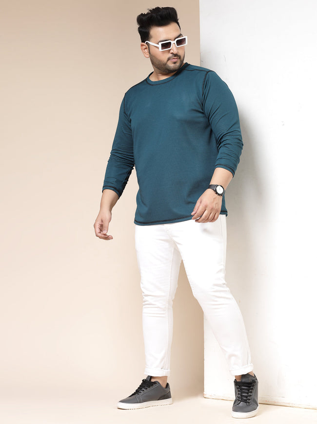 Men Contrast Stitch Corduroy T-Shirt