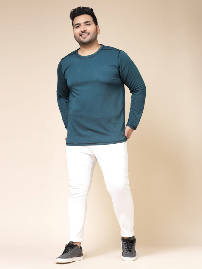 Men Contrast Stitch Corduroy T-Shirt