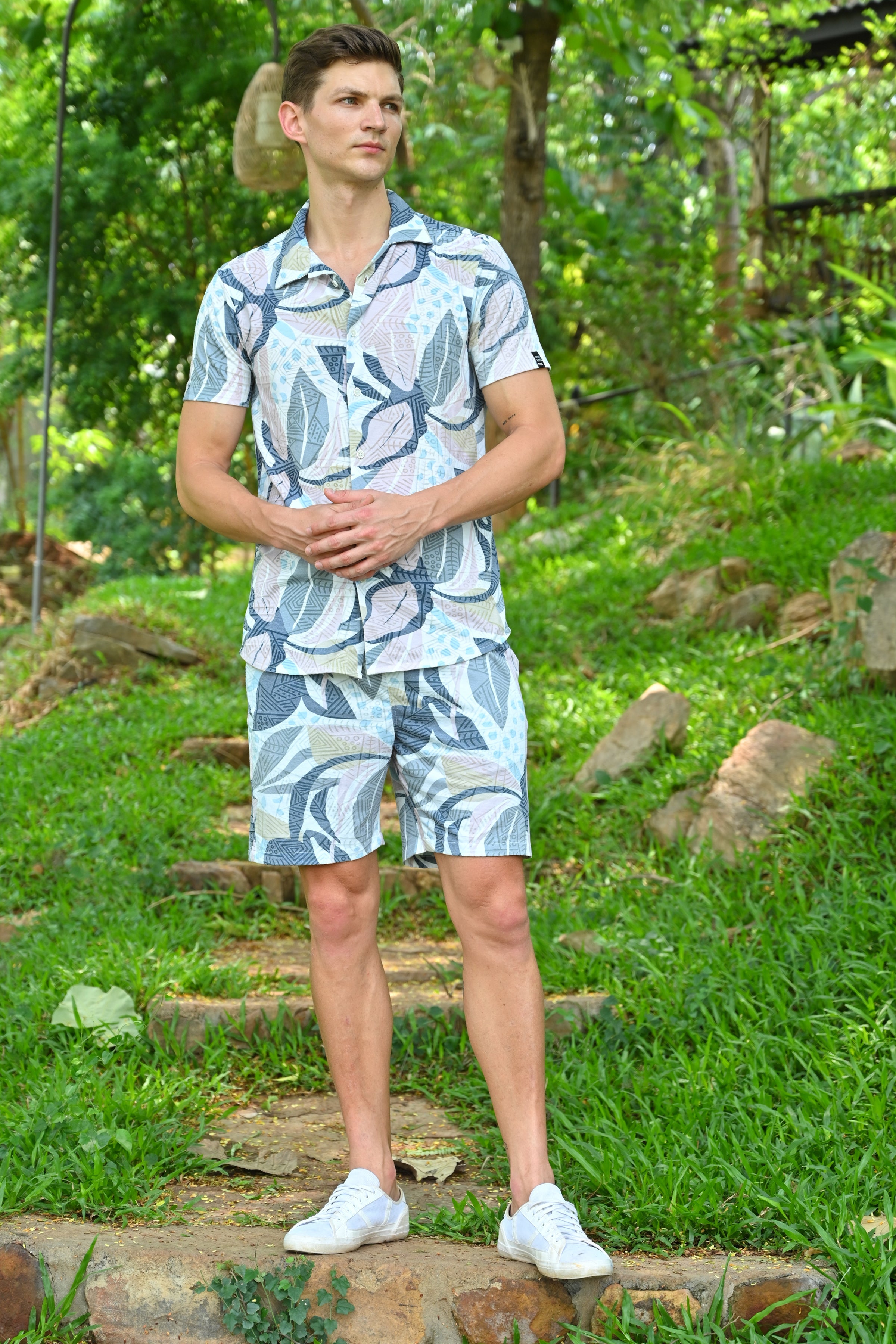 Men Login Knitted CoOrds Blue Mood