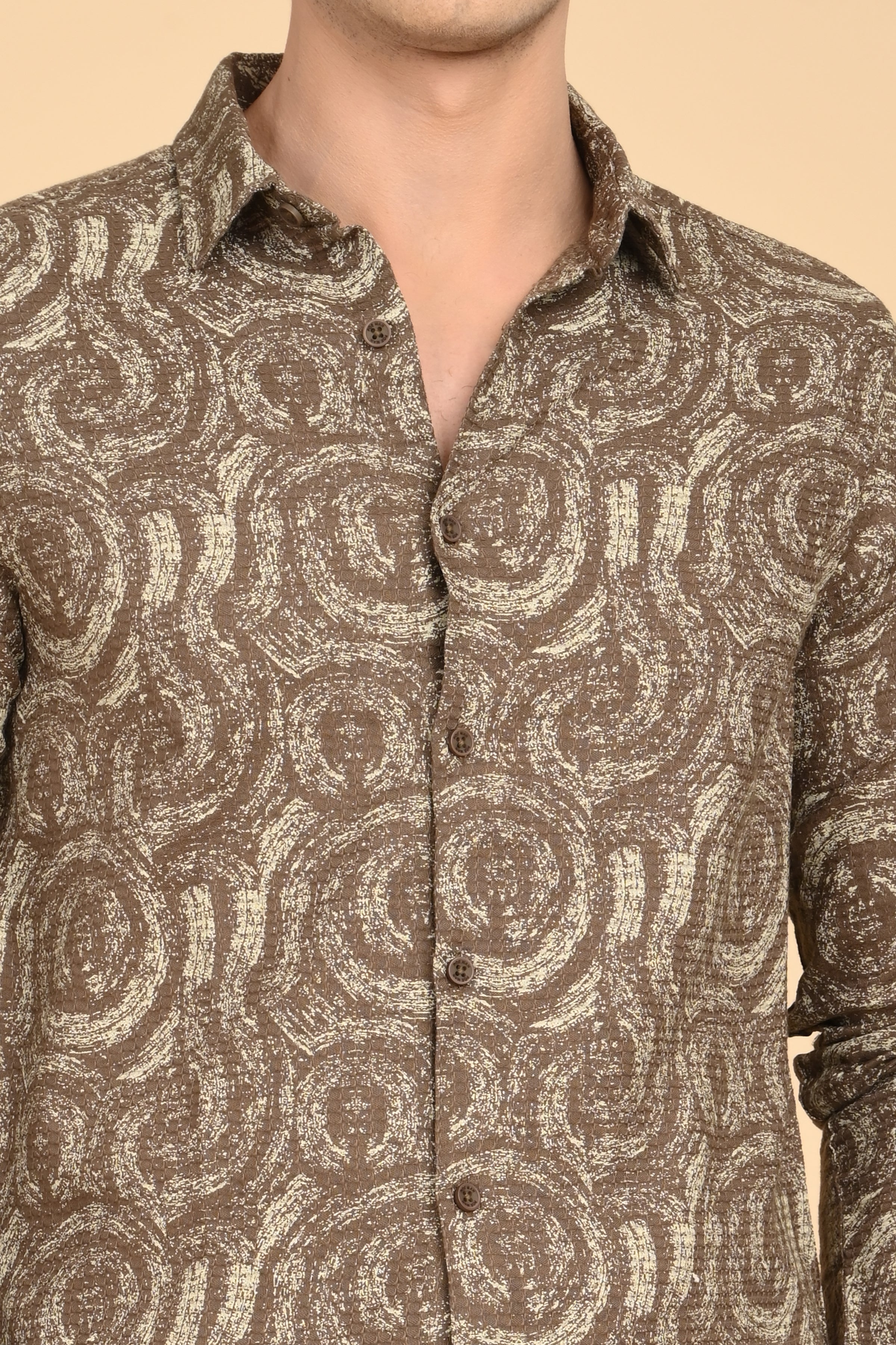 Men Yancy Dobby Printed Shirt Olive