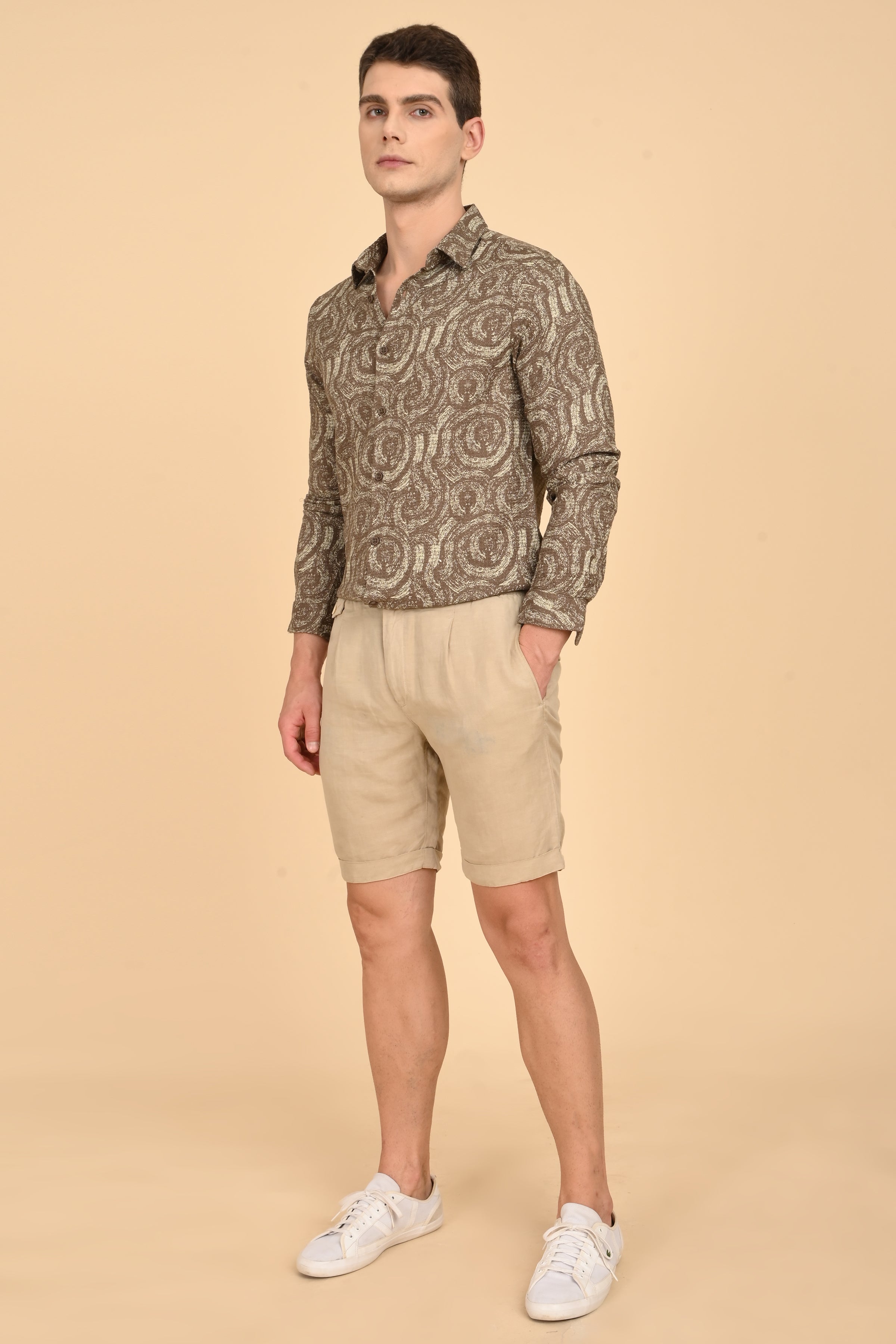 Men Yancy Dobby Printed Shirt Olive