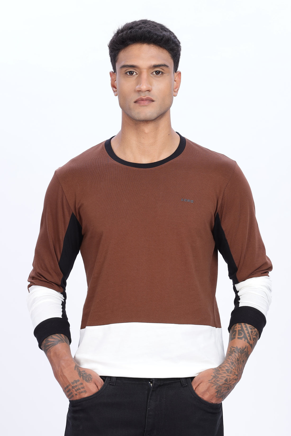 Men Multicolor Full Sleeve Relaxed Fit T-Shirt