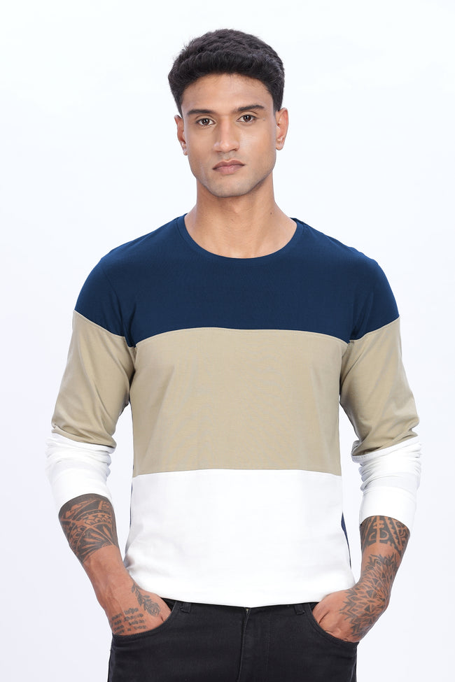 Men Multicolor Stylish Full Sleeve Round Neck T-Shirt
