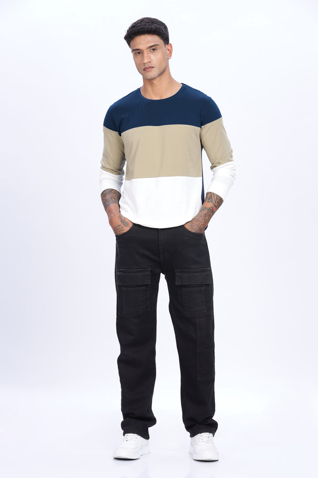 Men Multicolor Stylish Full Sleeve Round Neck T-Shirt