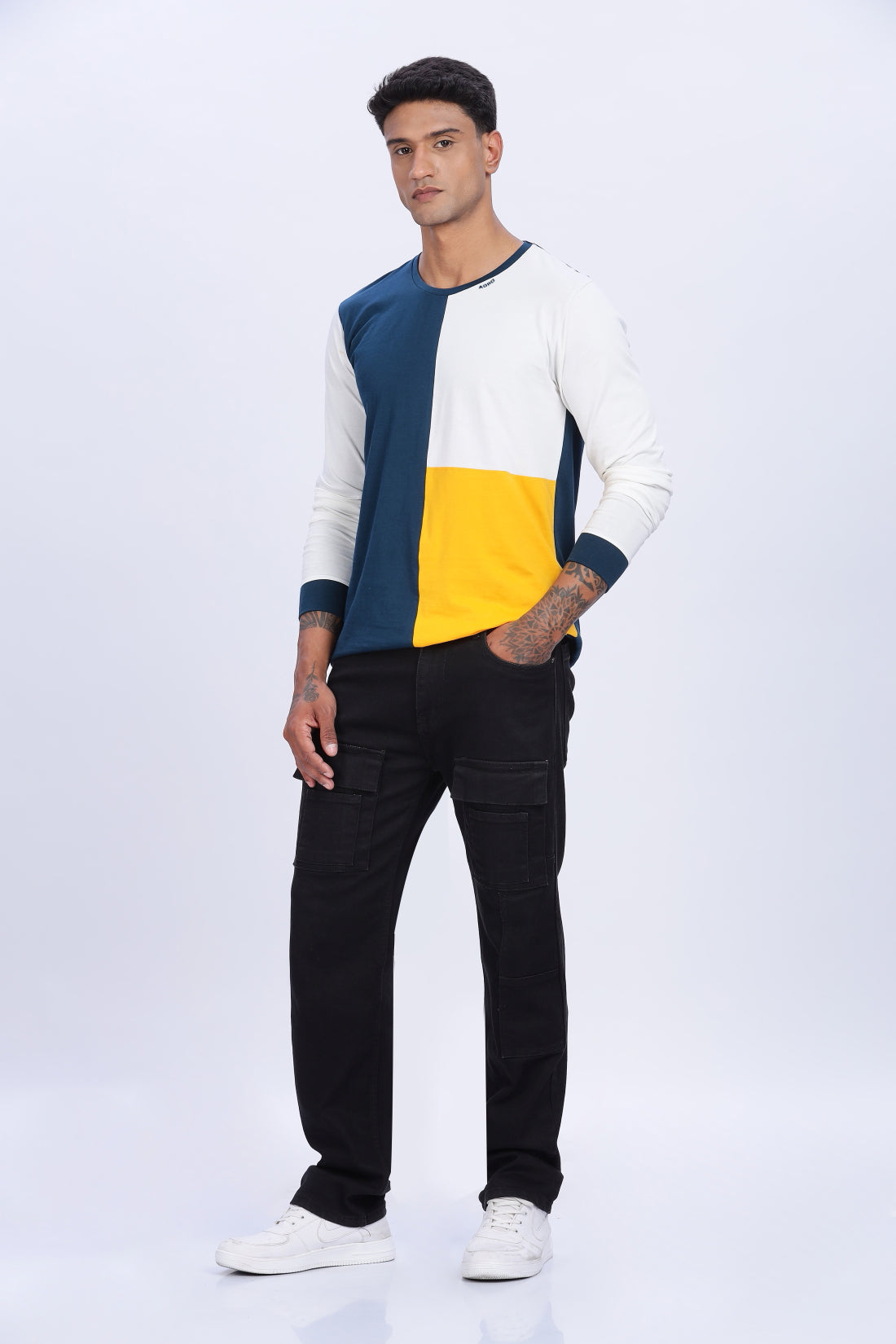 Men Multicolor Casual Trendy Full Sleeve Round Neck T-Shirt