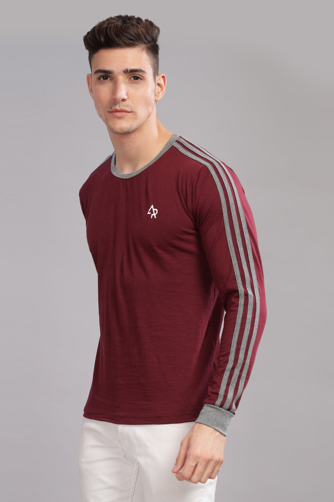 Men Maroon Full Sleeve T-Shirt
