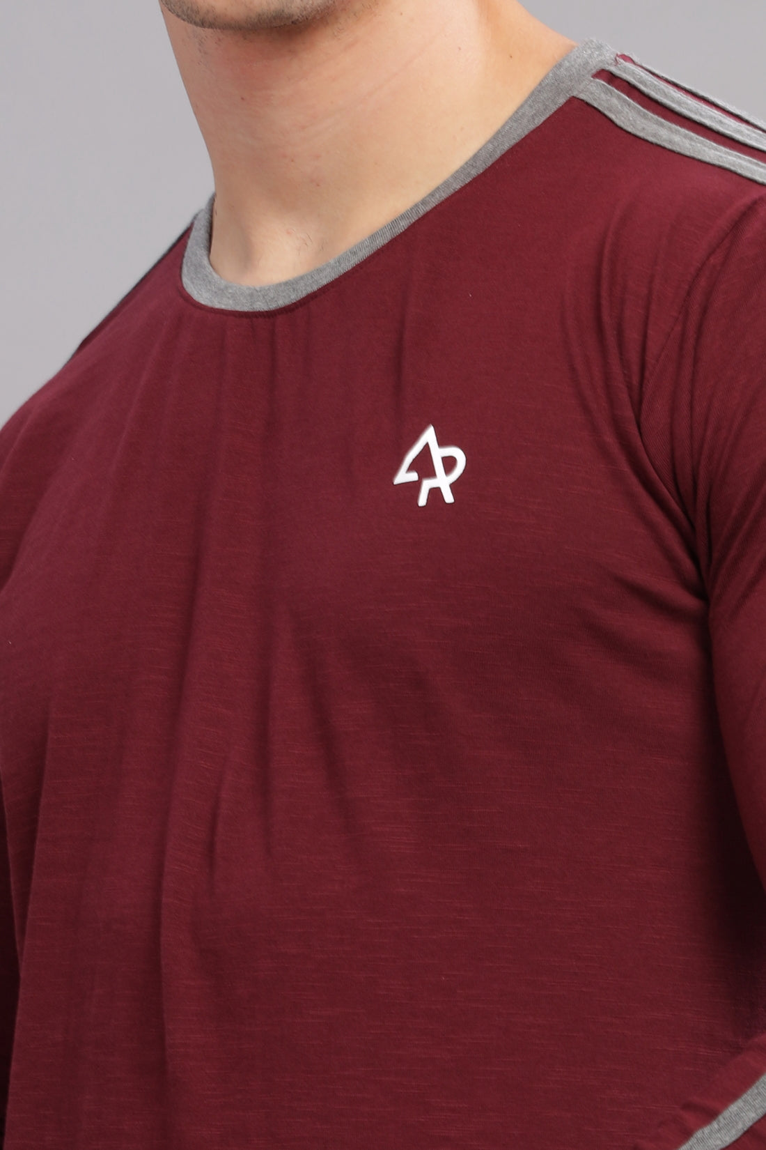 Men Maroon Full Sleeve T-Shirt
