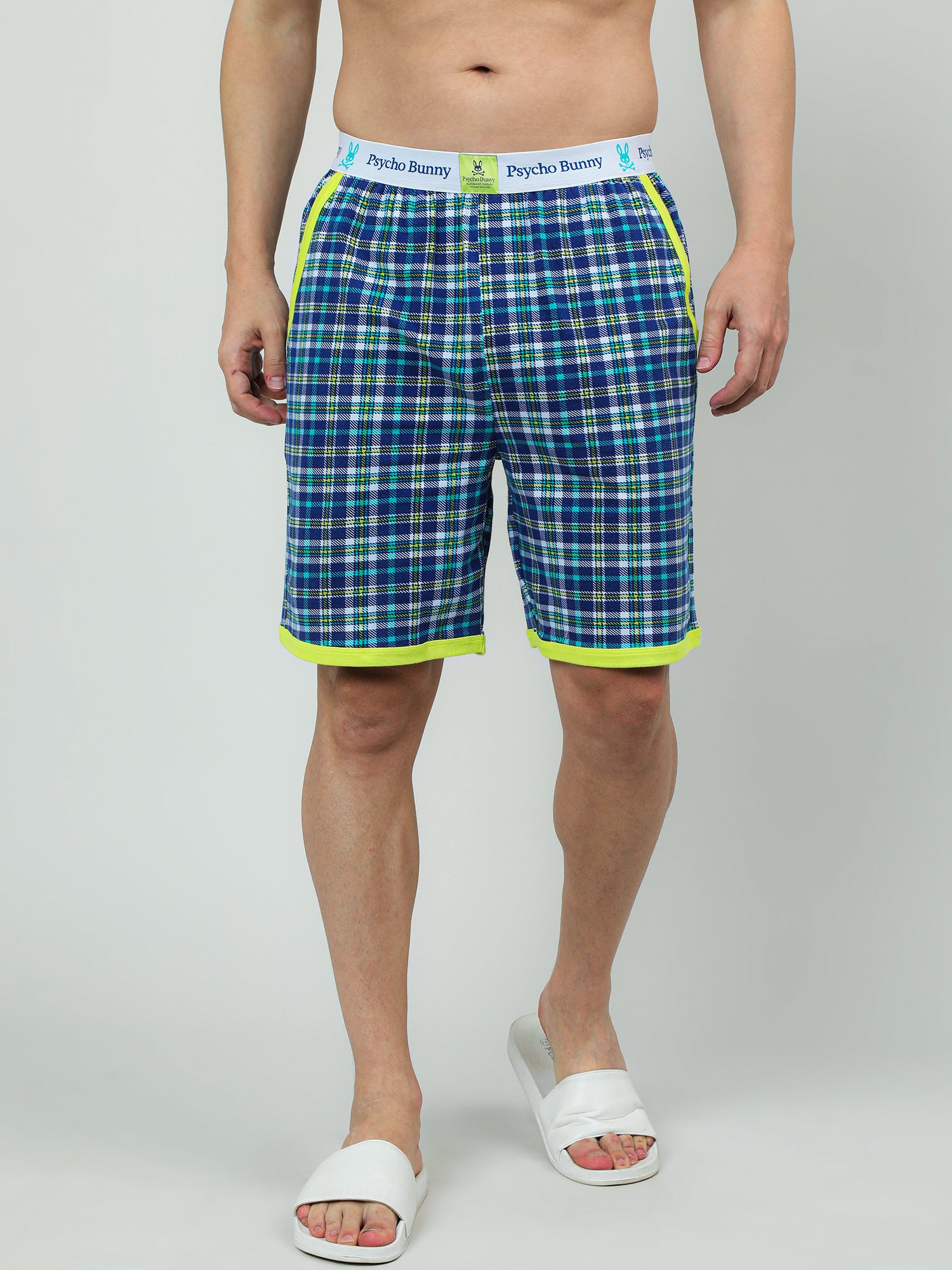 Men Oversized Checkered Cotton Knee-Length Shorts