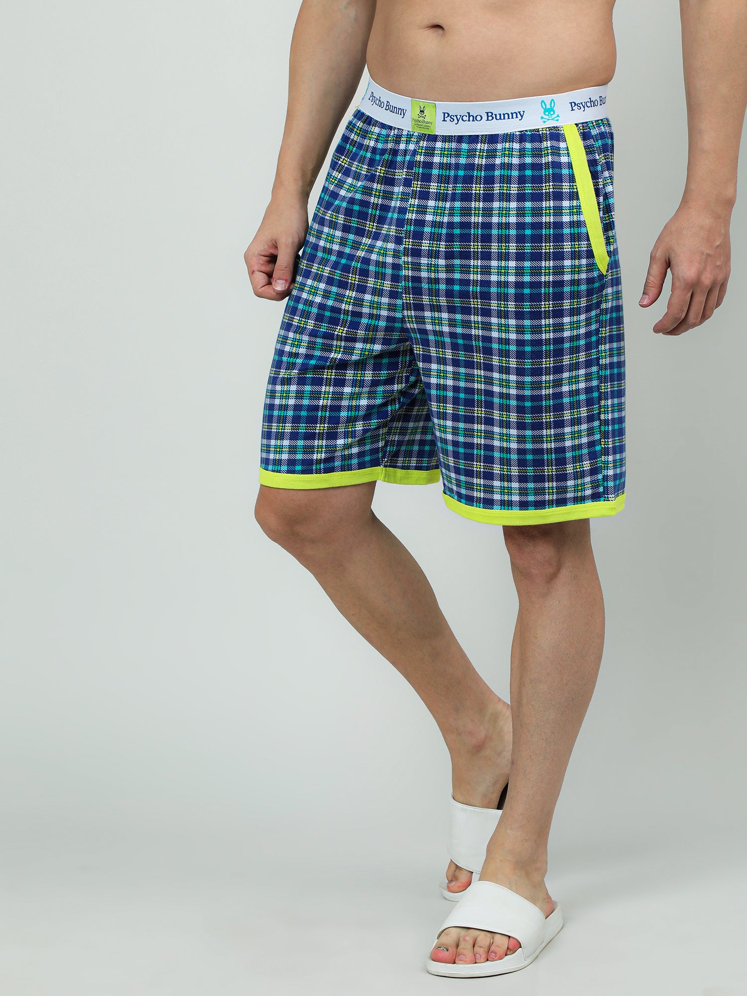 Men Oversized Checkered Cotton Knee-Length Shorts