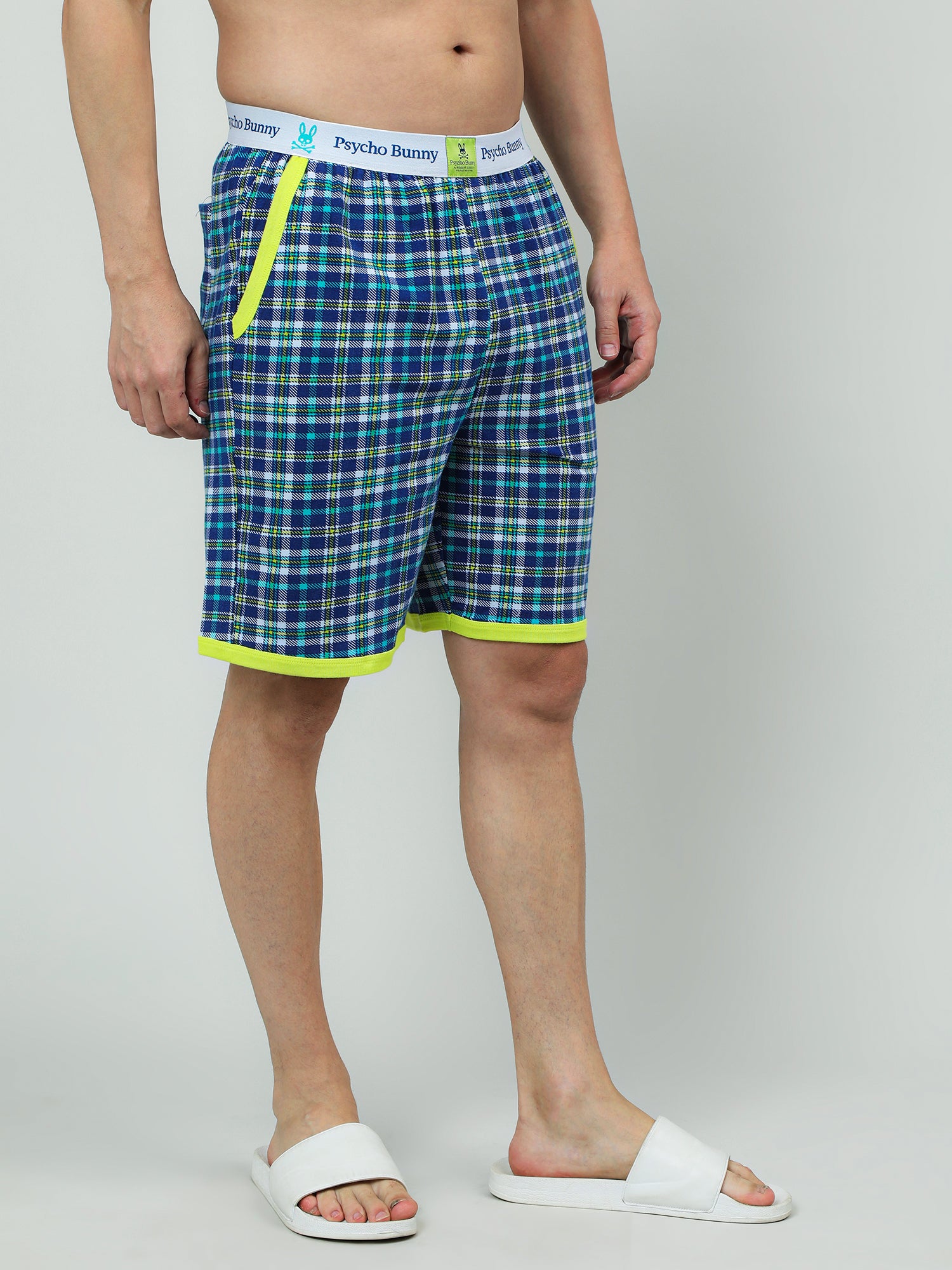 Men Oversized Checkered Cotton Knee-Length Shorts