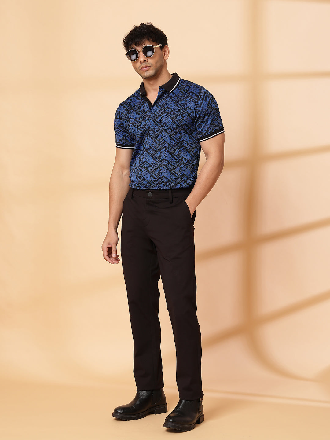 Men Abstract Jacquard Polo T-Shirt