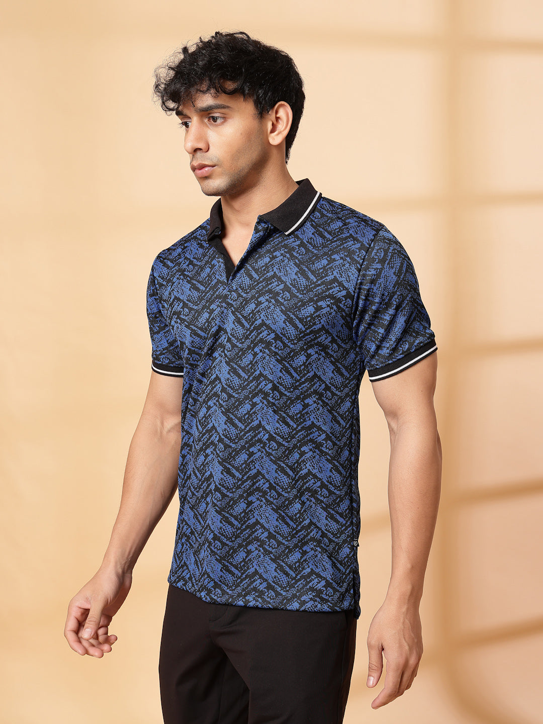 Men Abstract Jacquard Polo T-Shirt