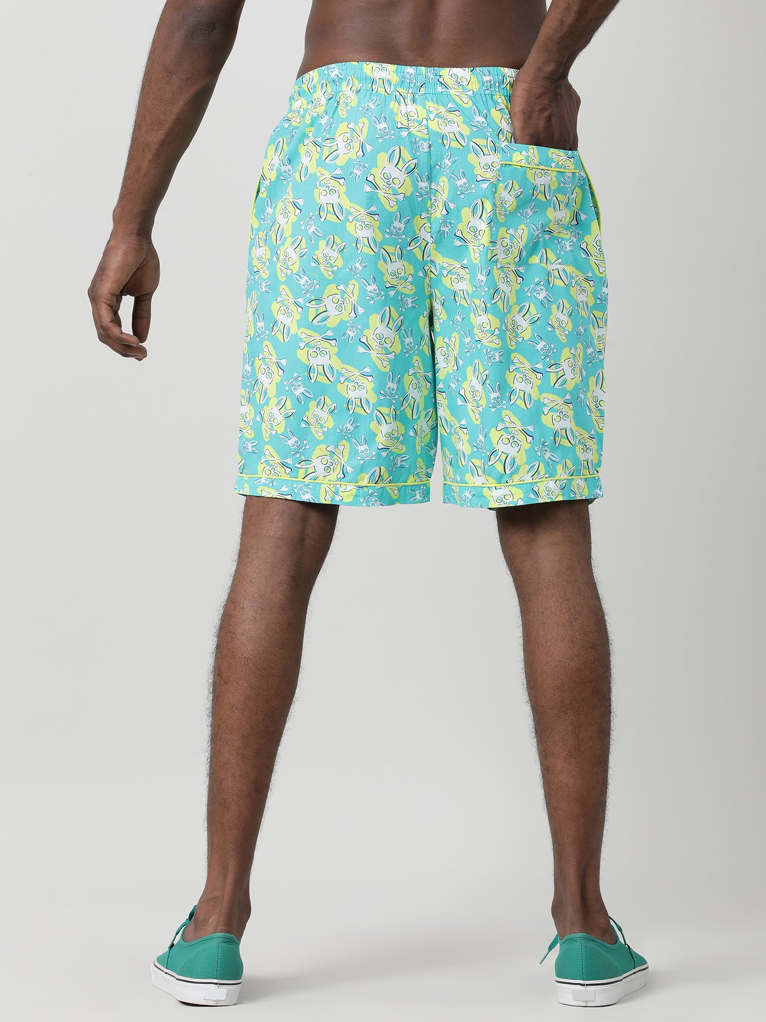 Men Oversized Printed Cotton Travel Lounge Shorts