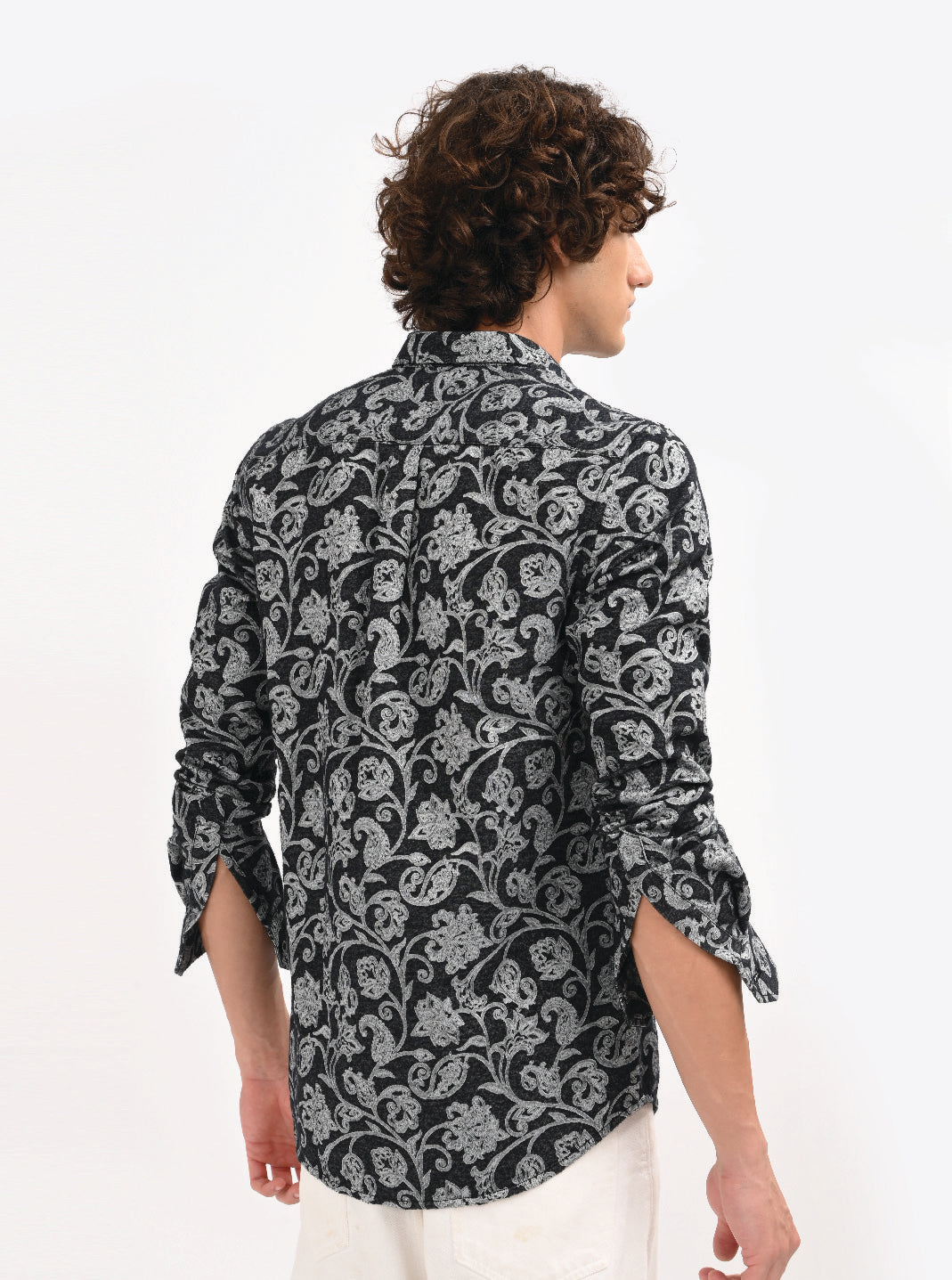 Men Black Self Jacquard Shirt