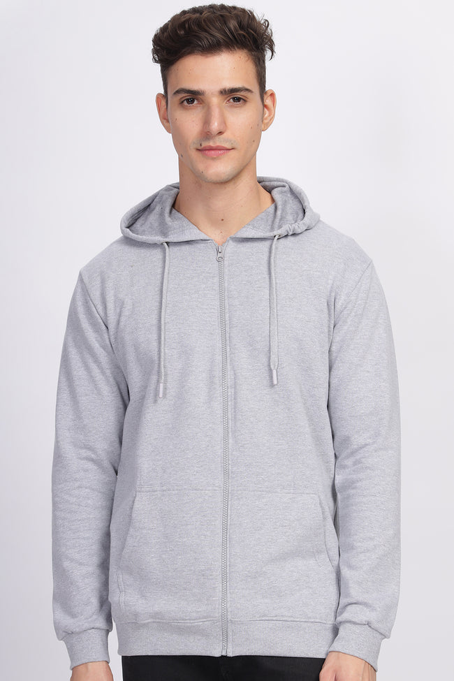 Men Grey Sweatshirt With Zipper Hoodies