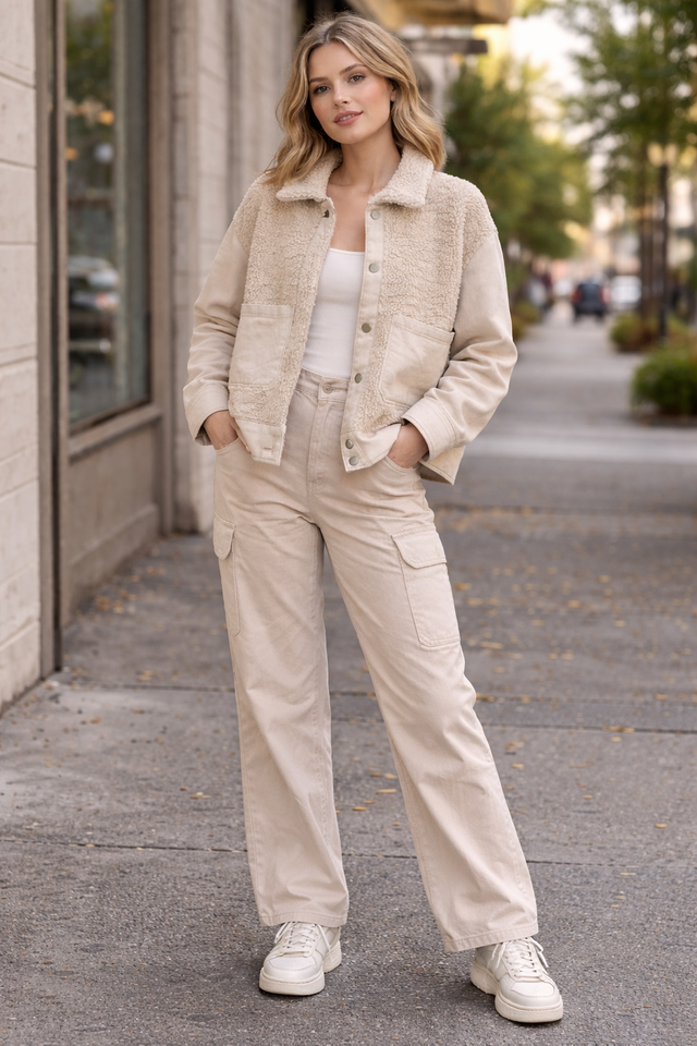 Women Cream Casual Jacket