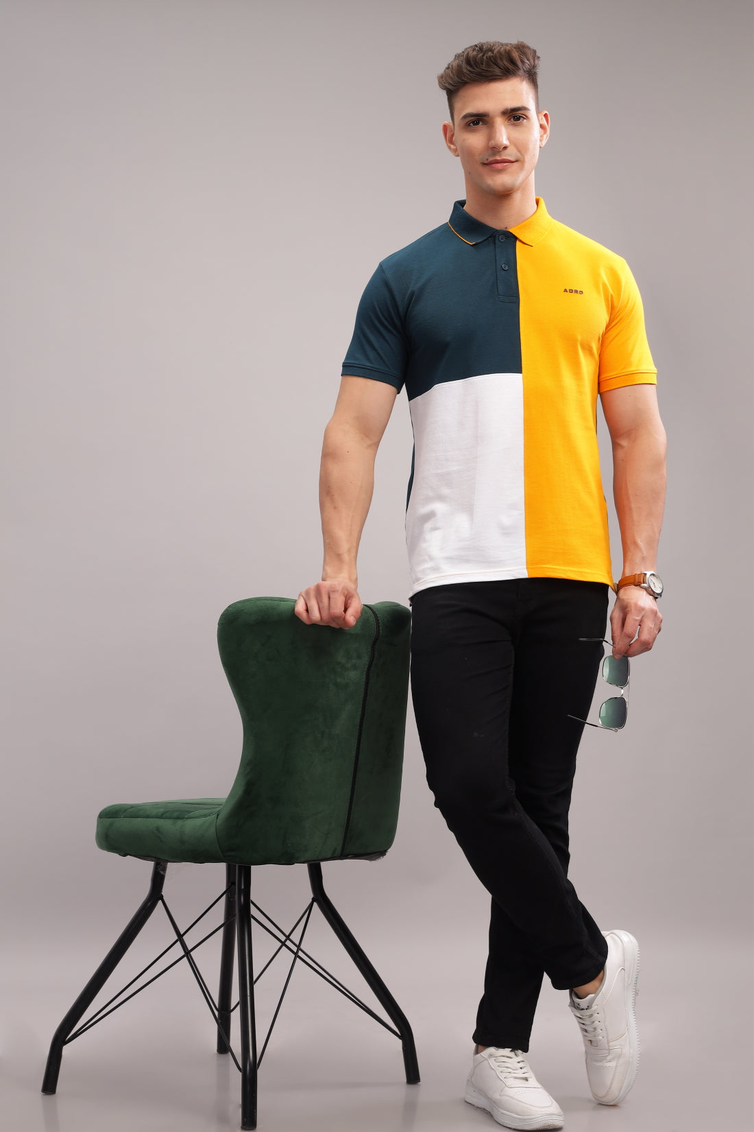 Men Mustard Regular Fit Polo T-Shirt