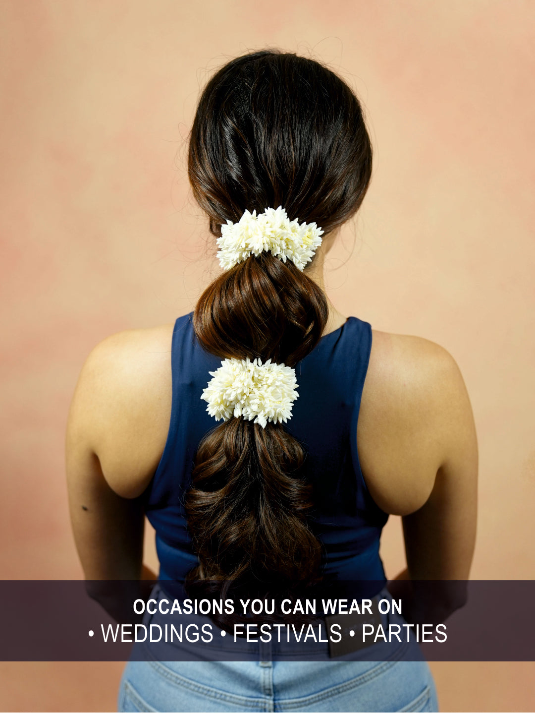 White Scented Mogra Gajra Scrunchies Set of 2