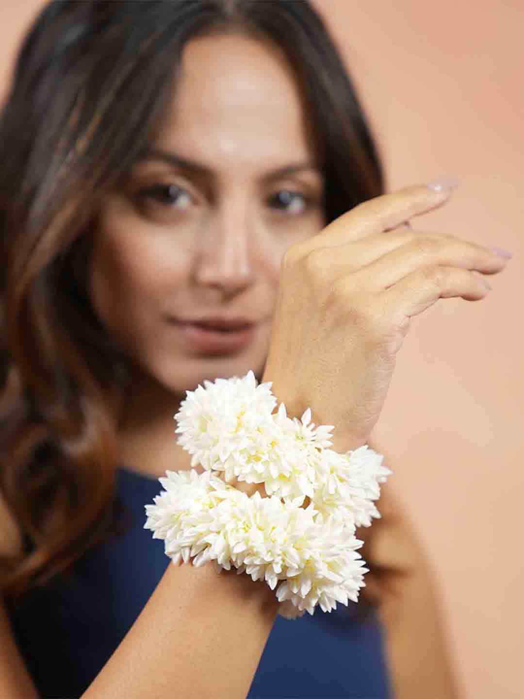White Scented Mogra Gajra Scrunchies Set of 2