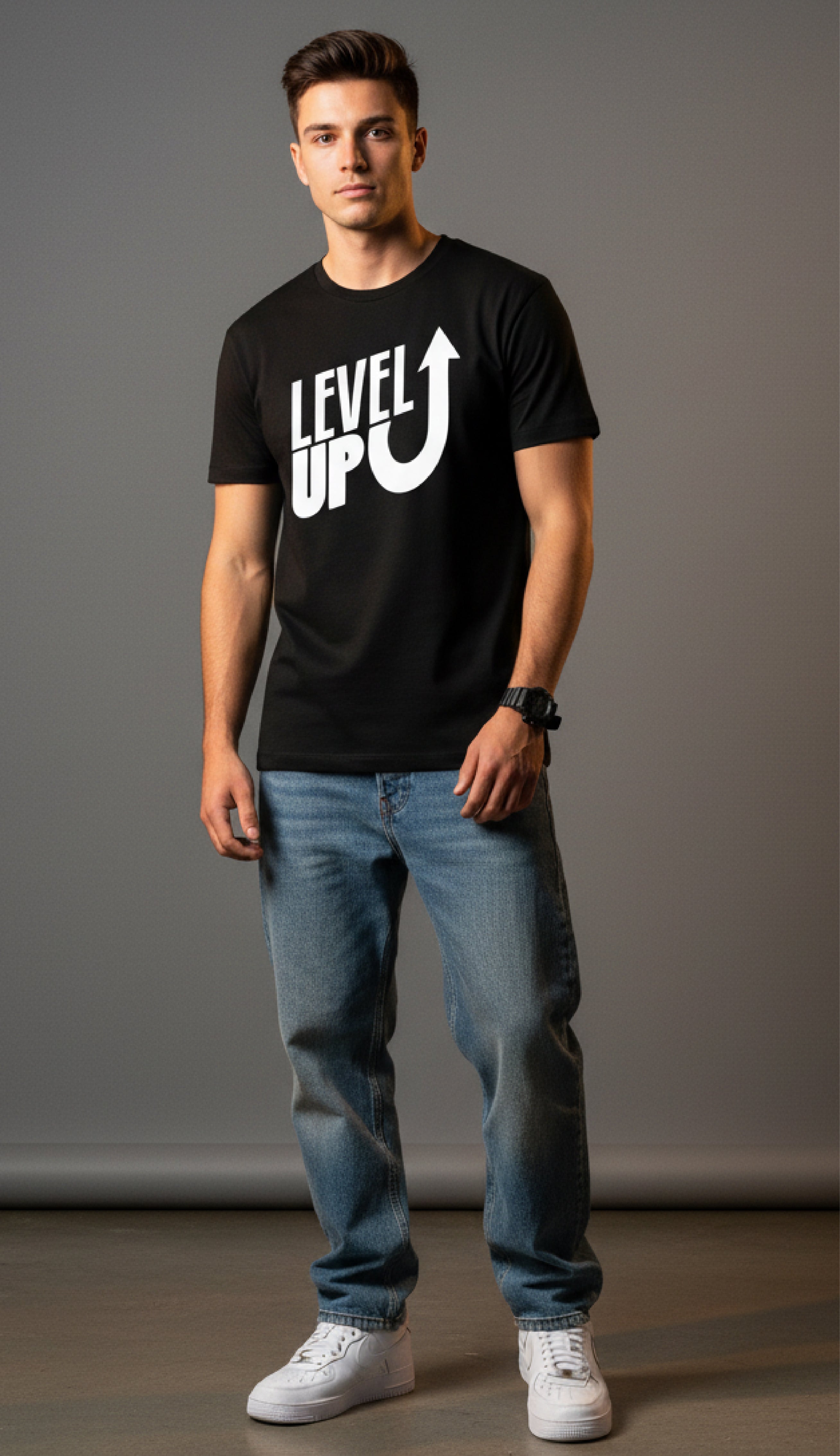 Men Printed Black Cotton Tshirt