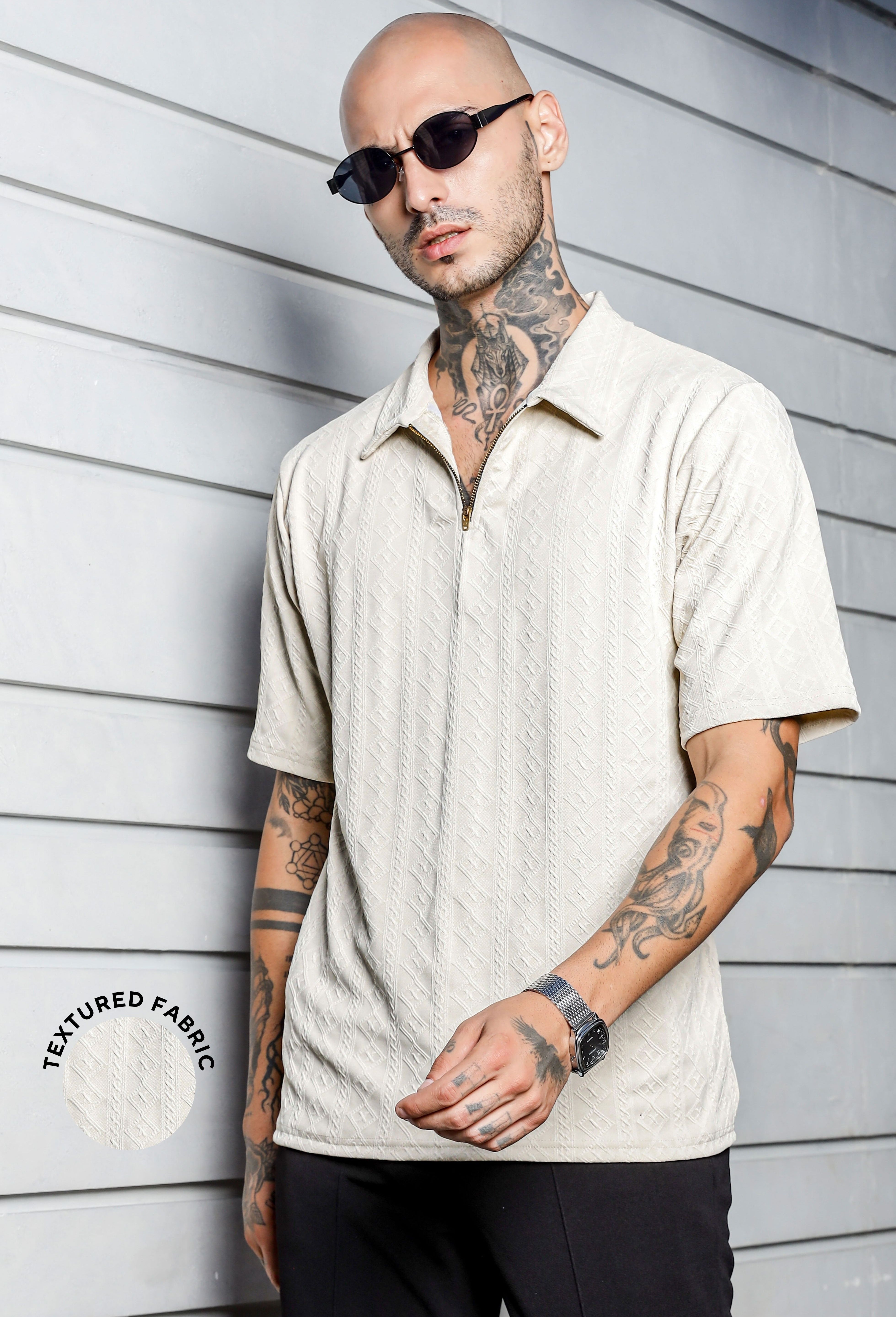 Unisex White Oversized Polo T-shirt